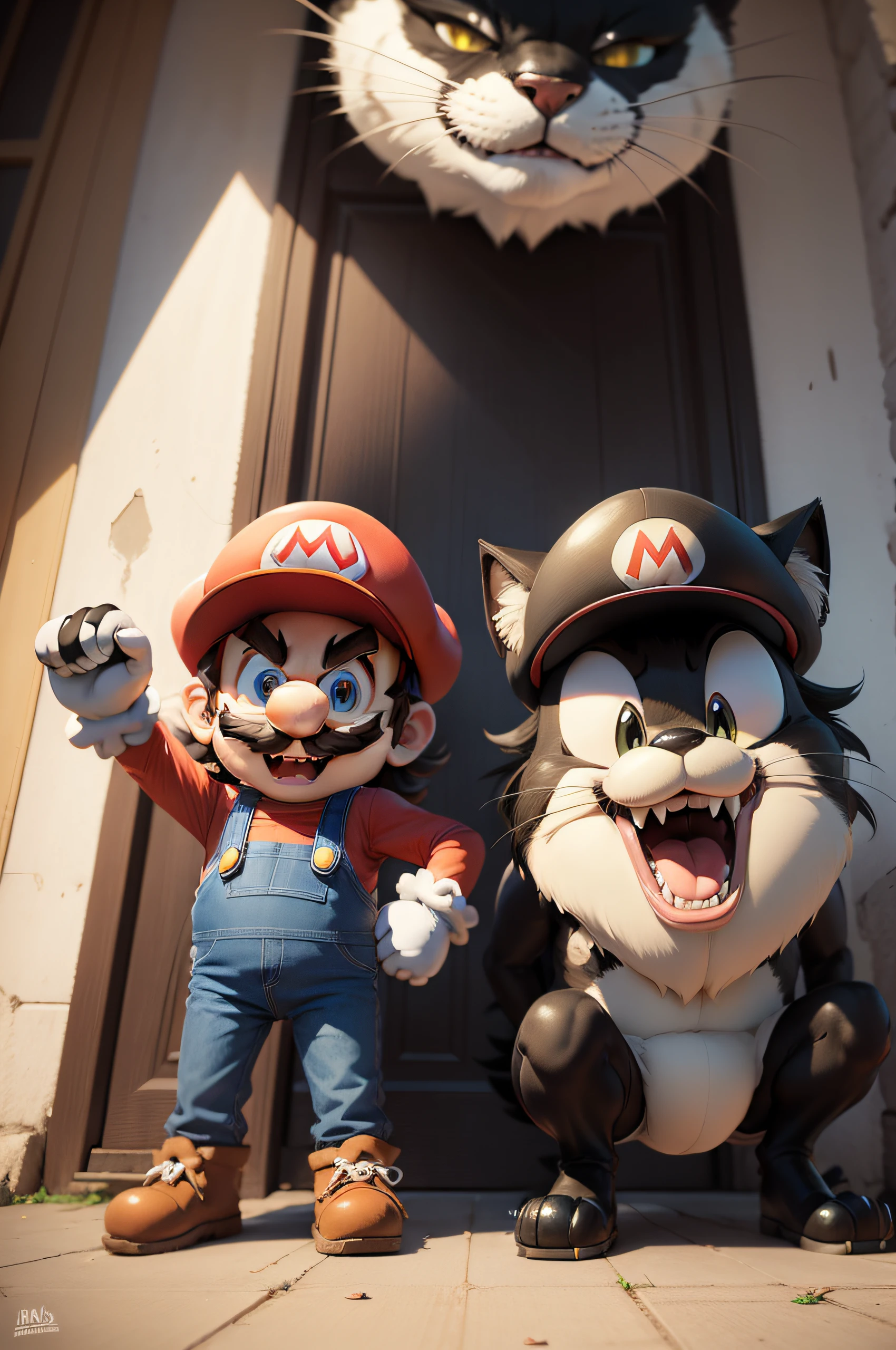 Combine Mario bros and Felix the Cat in one character