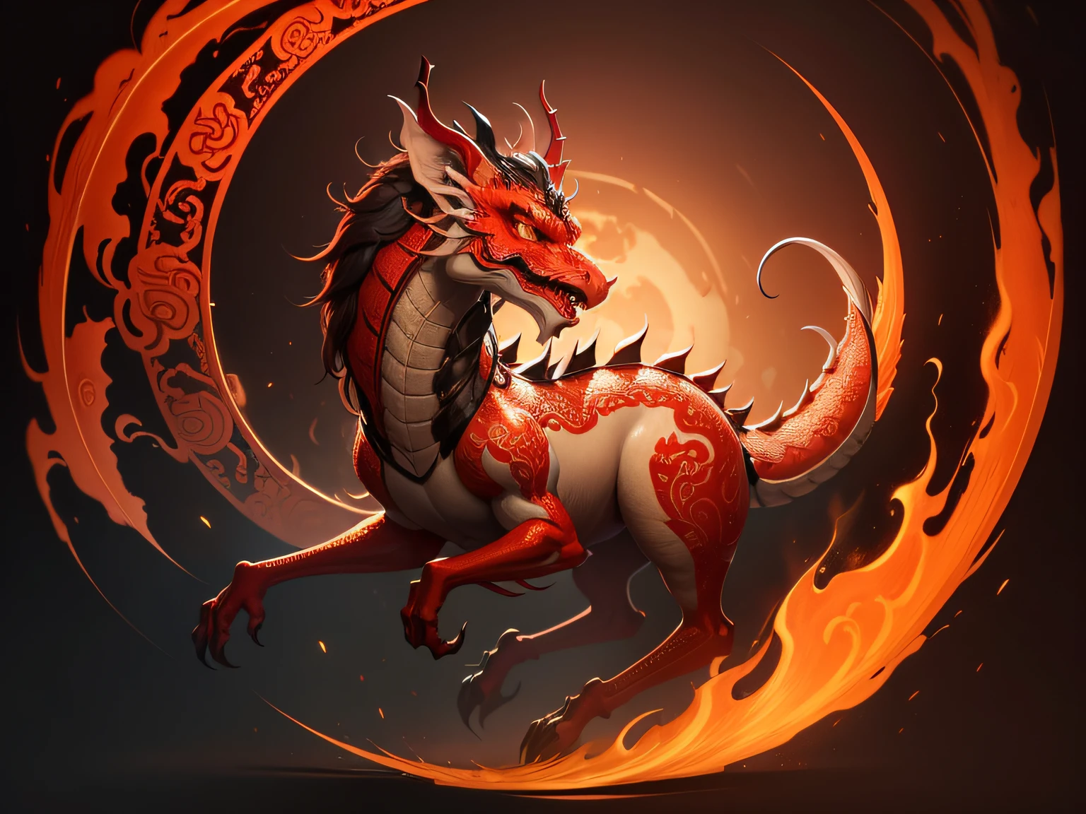 Chinese mythological story background,Inspired by the mythical creature Pixiu,Art form: Head of a Chinese dragon