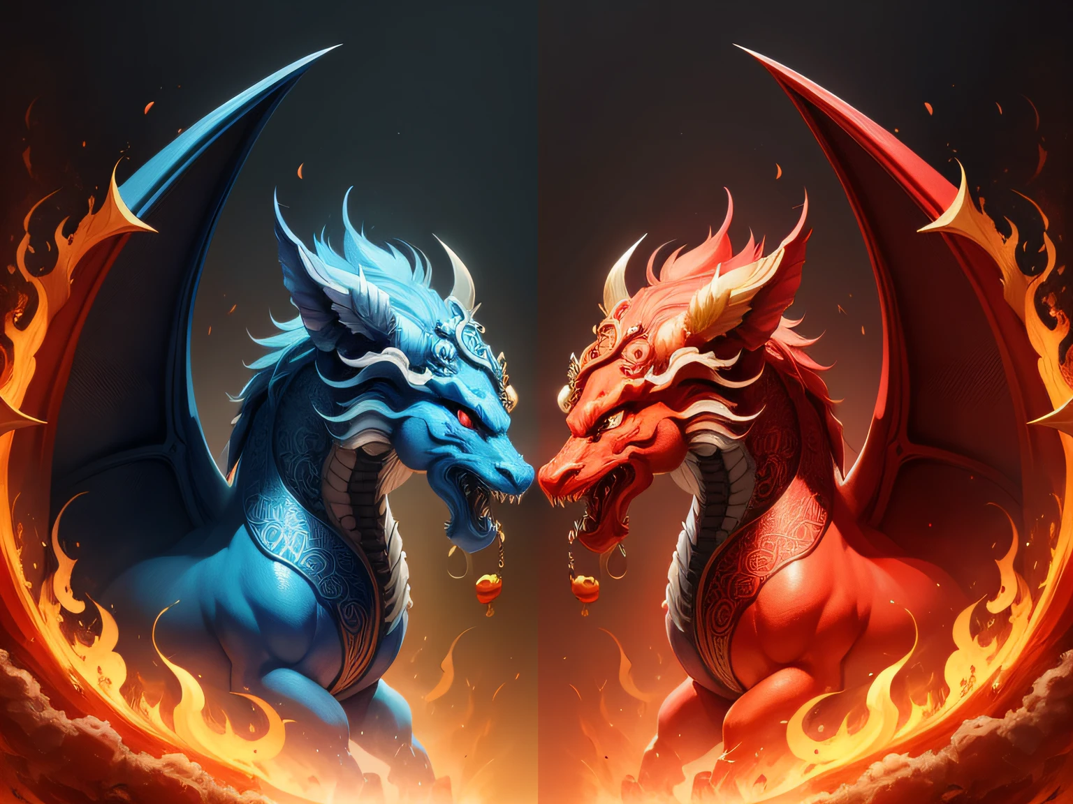 Chinese mythological story background,Inspired by the mythical creature Pixiu,Art form: Head of a Chinese dragon