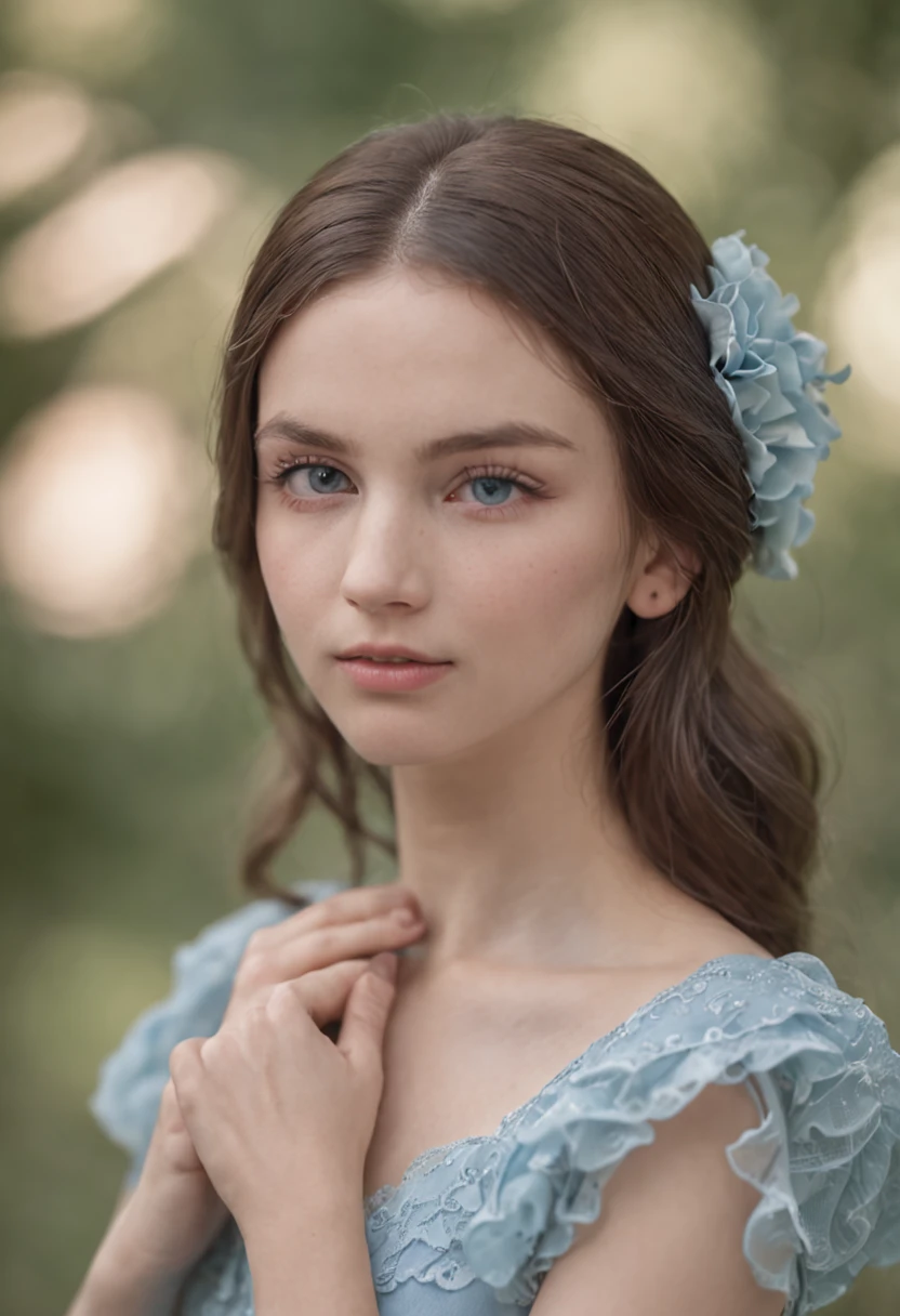 Adult daughter,Light blue dress,Gaming,gentleness,dangers,
