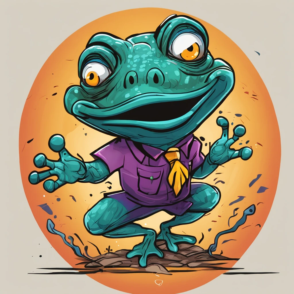 High quality illustration of a frog-like politician, Depict the frogman with a striking and realistic expression.