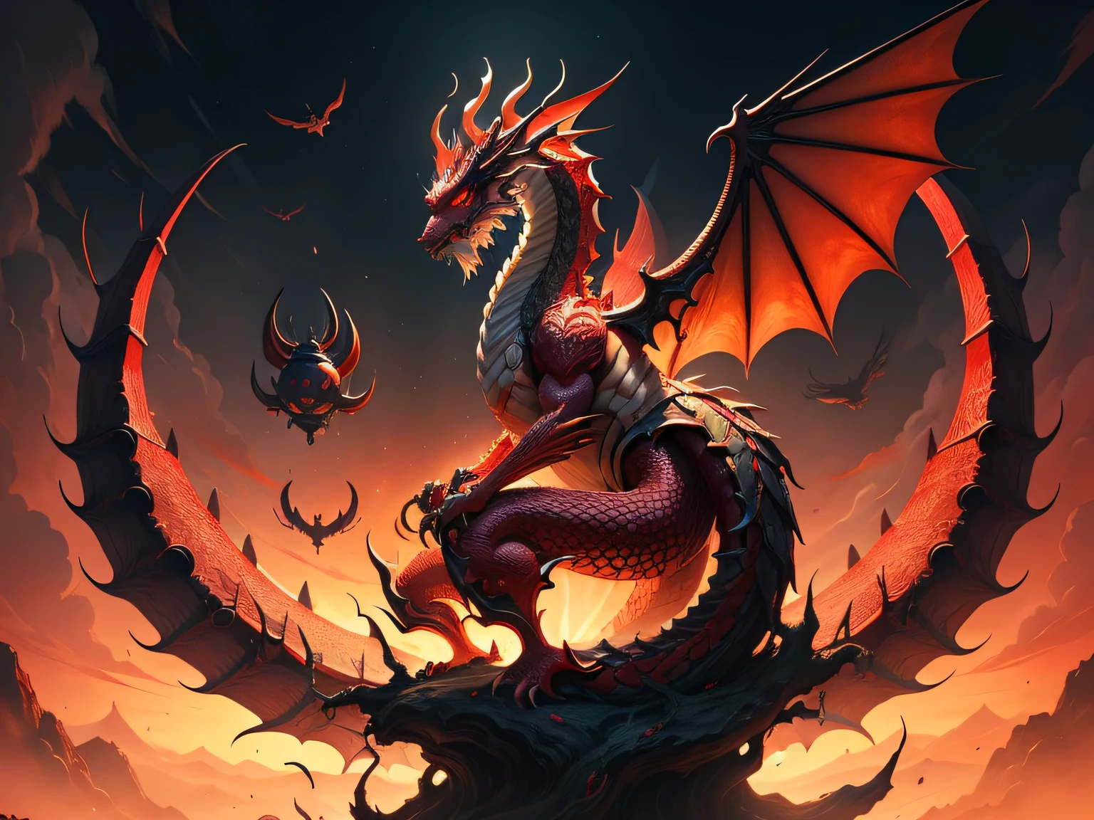 Chinese mythological story background,Inspired by the mythical creature Pixiu,Art form: Head of a Chinese dragon,Stout limbs,Dragon tail,wings