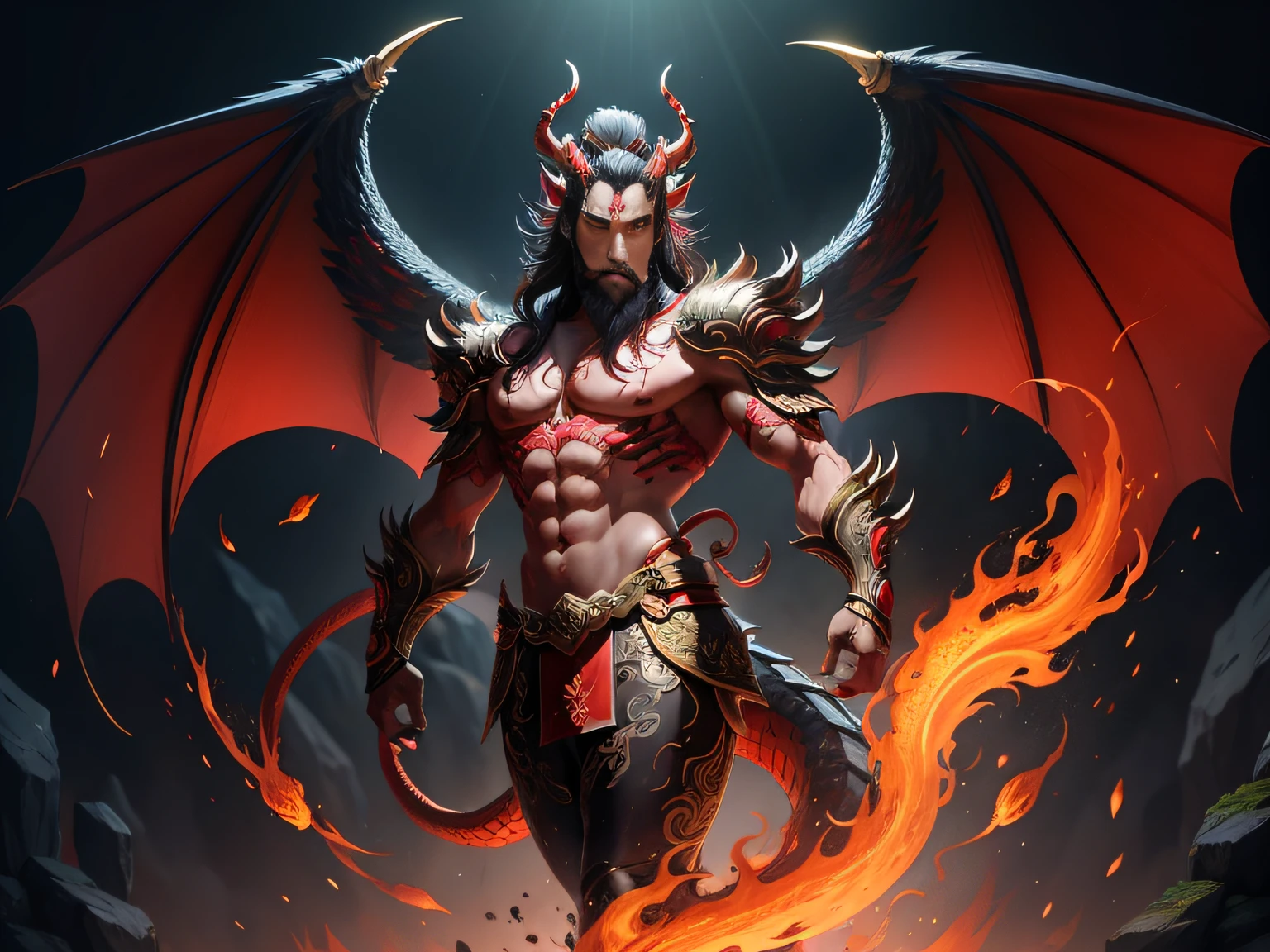 Chinese mythological story background,Inspired by the mythical creature Pixiu,Art form: Head of a Chinese dragon,Stout limbs,Dragon tail,wings