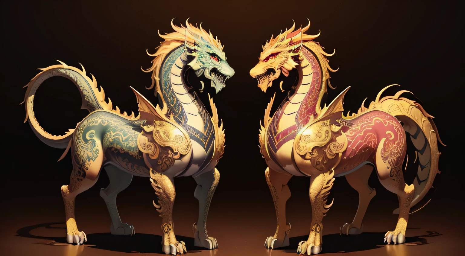 There is a golden dragon，There is a fish on the back, chinese dragon engrave, Chinese Dragon, smooth chinese dragon, Golden dragon, fire lion, a majestic gothic indian dragon, chinese dragon concept art, colored illustration for tattoo, ancient chinese ornate, mythological creatures, digital painting of quetzalcoatl, majestic japanese dragon, Dragon, asian dragon as latte art