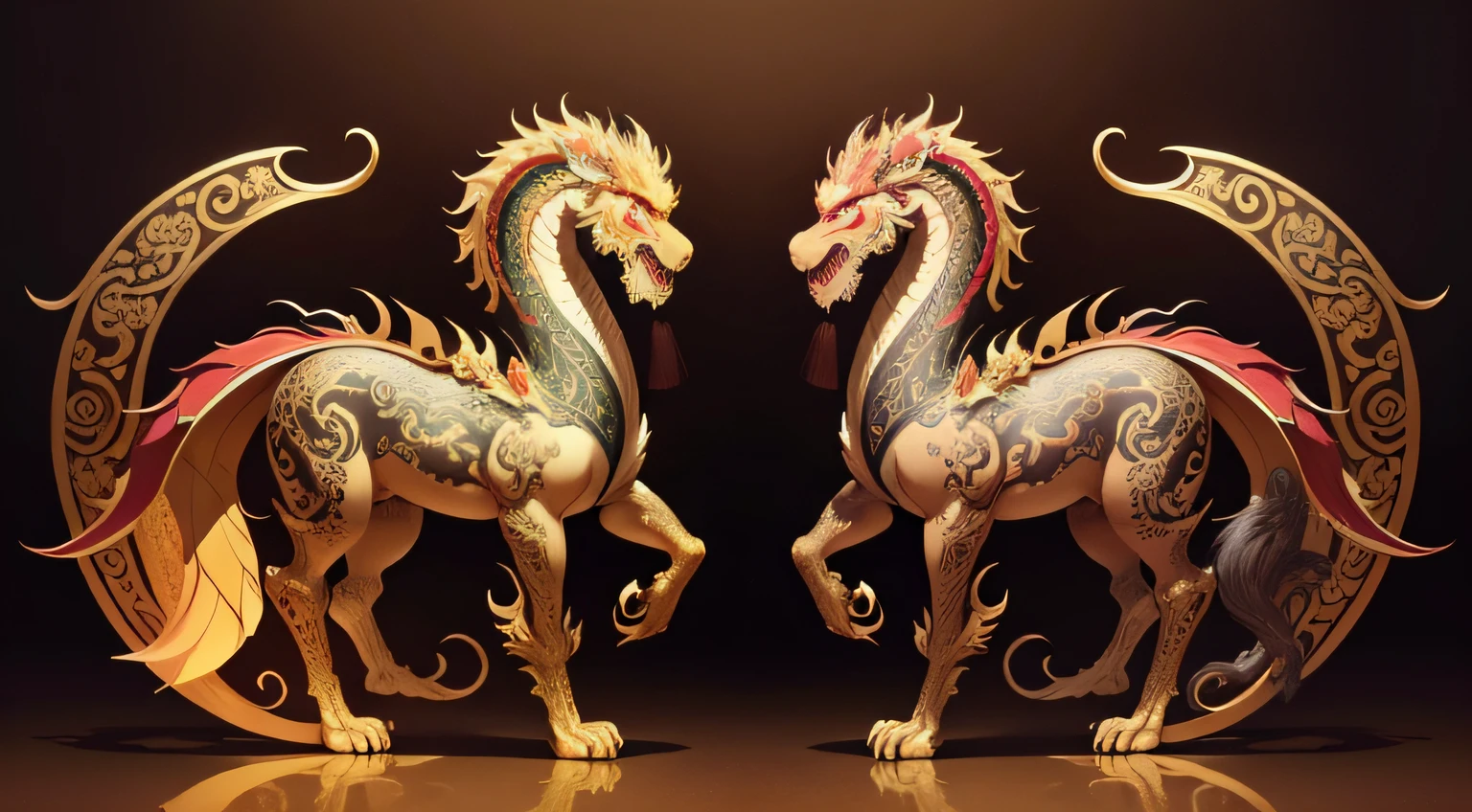 There is a golden dragon,There is a fish on the back, chinese dragon engrave, Chinese Dragon, smooth chinese dragon, Golden dragon, fire lion, a majestic gothic indian dragon, chinese dragon concept art, colored illustration for tattoo, ancient chinese ornate, mythological creatures, digital painting of quetzalcoatl, majestic japanese dragon, Dragon, asian dragon as latte art