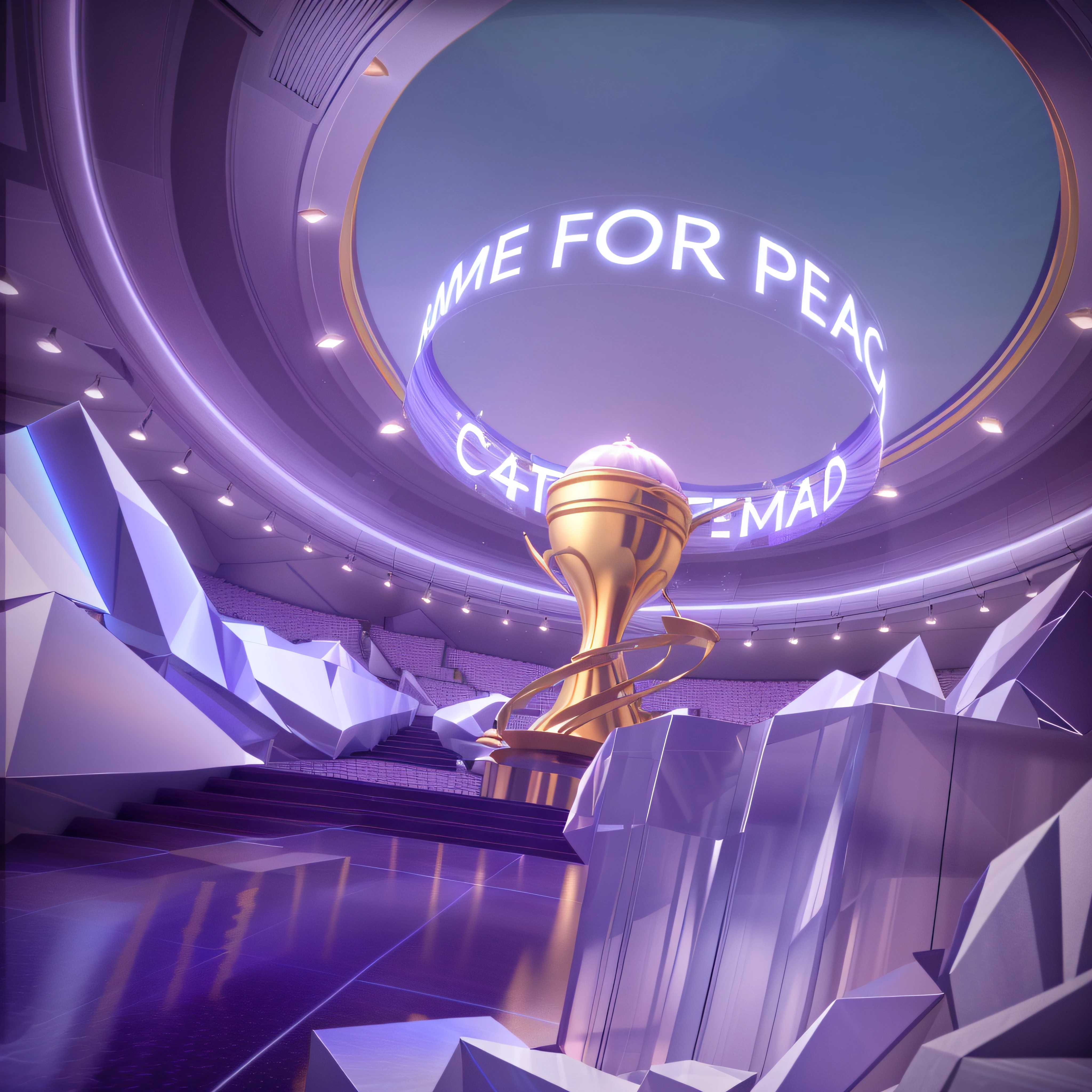 There was a trophy in the room, c 4 d ", rendering of beauty pageant, Rendered in Cinema4D, rendered in cinema 4 d, Game CG, game screenshot, crystal，refractions，Screen transparency，HD graphics，Ultra-clear imaging，Glass crystal