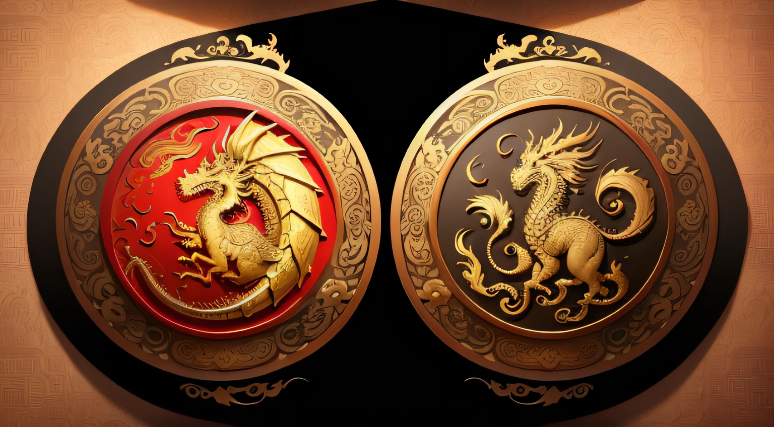There is a golden dragon,There is a fish on the back, chinese dragon engrave, Chinese Dragon, smooth chinese dragon, Golden dragon, fire lion, a majestic gothic indian dragon, chinese dragon concept art, colored illustration for tattoo, ancient chinese ornate, mythological creatures, digital painting of quetzalcoatl, majestic japanese dragon, Dragon, asian dragon as latte art