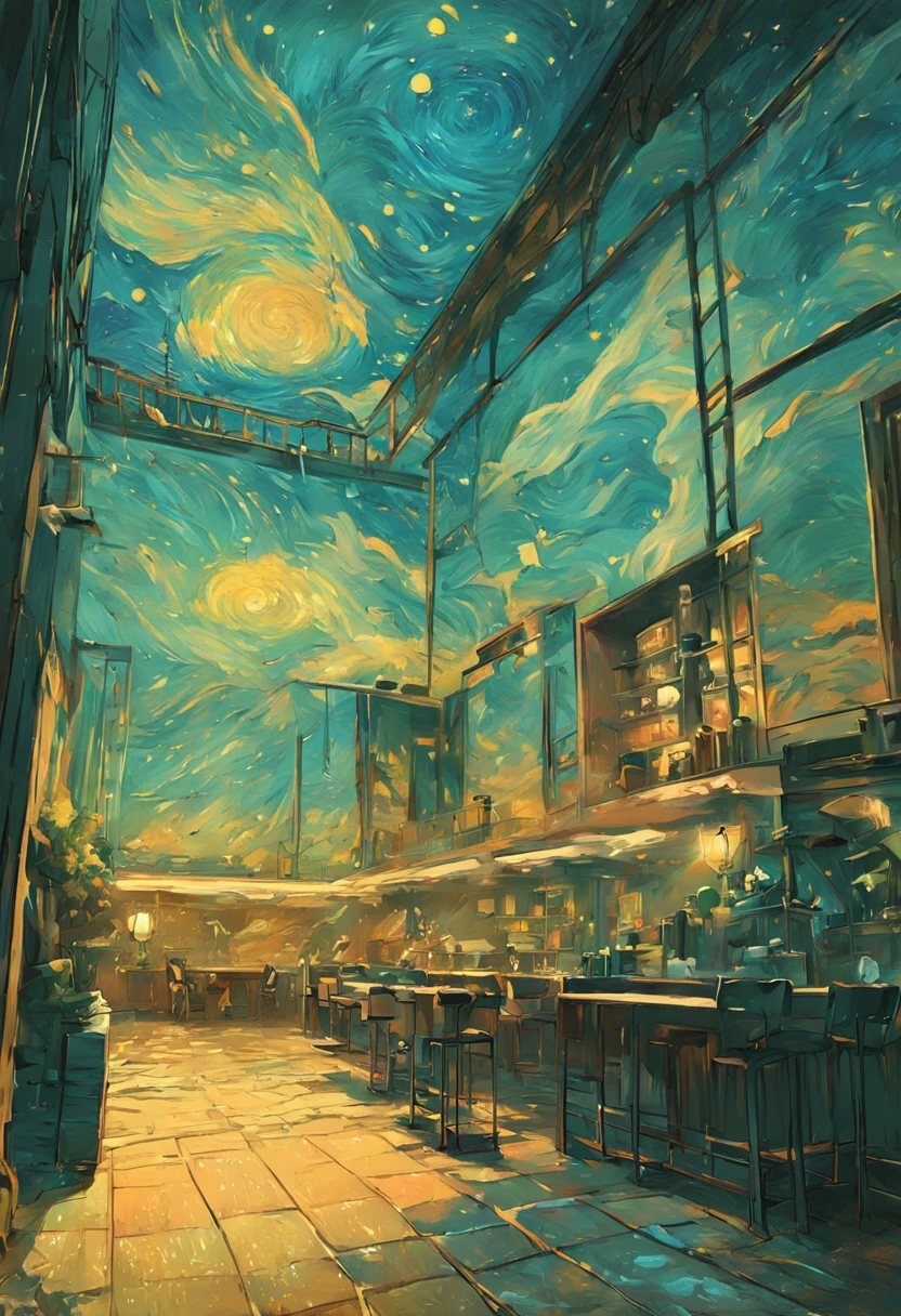 Modern house Van Gogh style fresh color