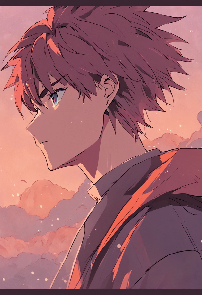 "Anime-style men vector art featuring men's side view hairstyles in a 2D image illustration."