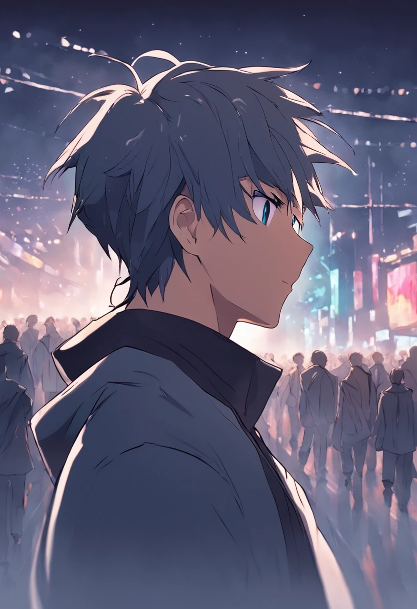 "Anime-style men vector art featuring men's side view hairstyles in a 2D image illustration."