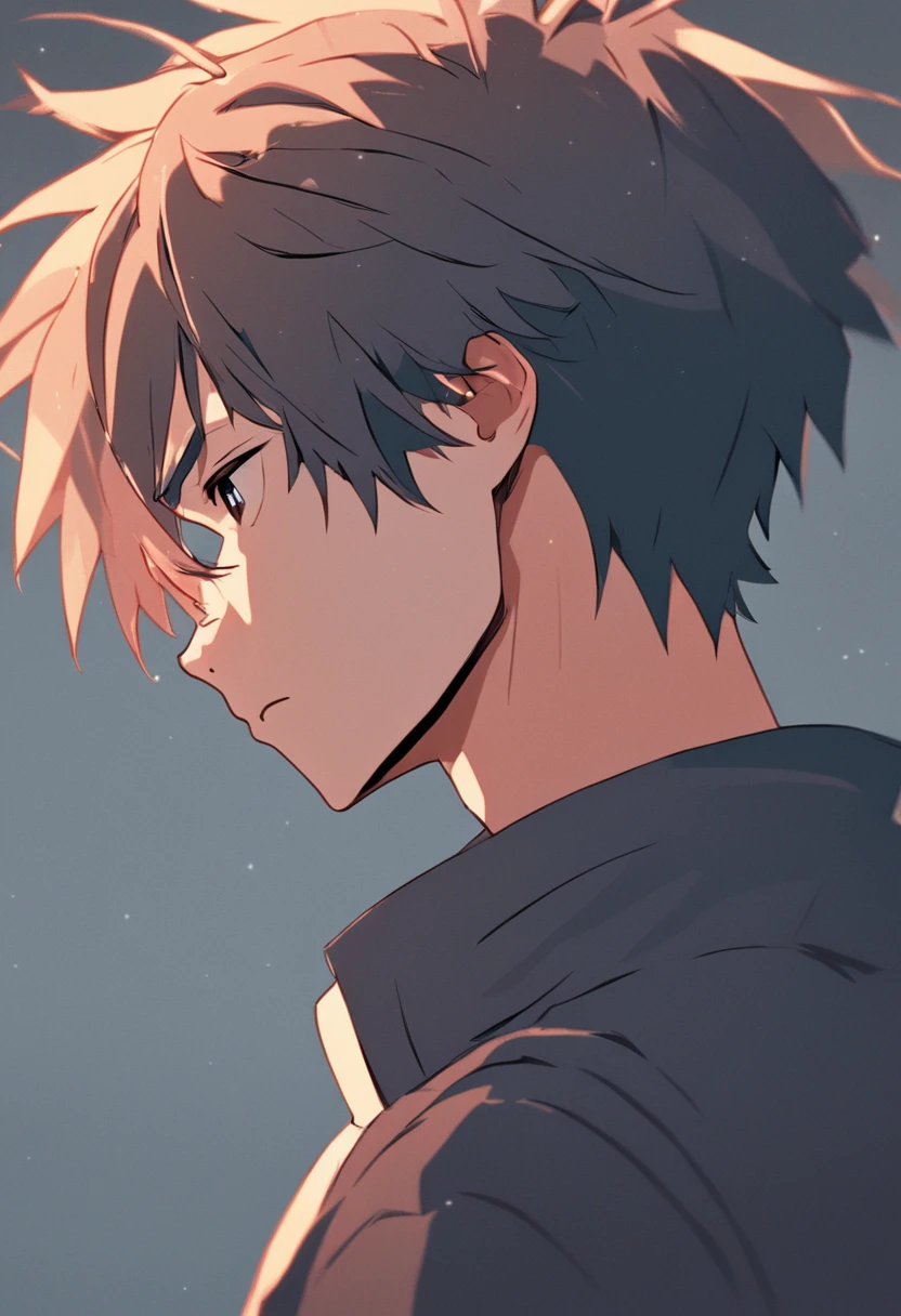 "Anime-style men vector art featuring men's side view hairstyles in a 2D image illustration."