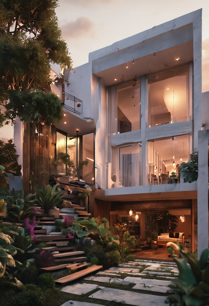 3-storey white building  Warm Garden