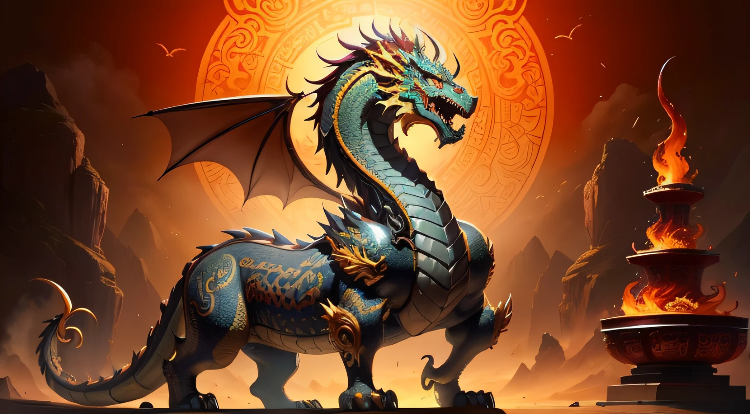 There is a golden dragon,There is a fish on the back, chinese dragon engrave, Chinese Dragon, smooth chinese dragon, Golden dragon, fire lion, a majestic gothic indian dragon, chinese dragon concept art, colored illustration for tattoo, ancient chinese ornate, mythological creatures, digital painting of quetzalcoatl, majestic japanese dragon, Dragon, asian dragon as latte art
