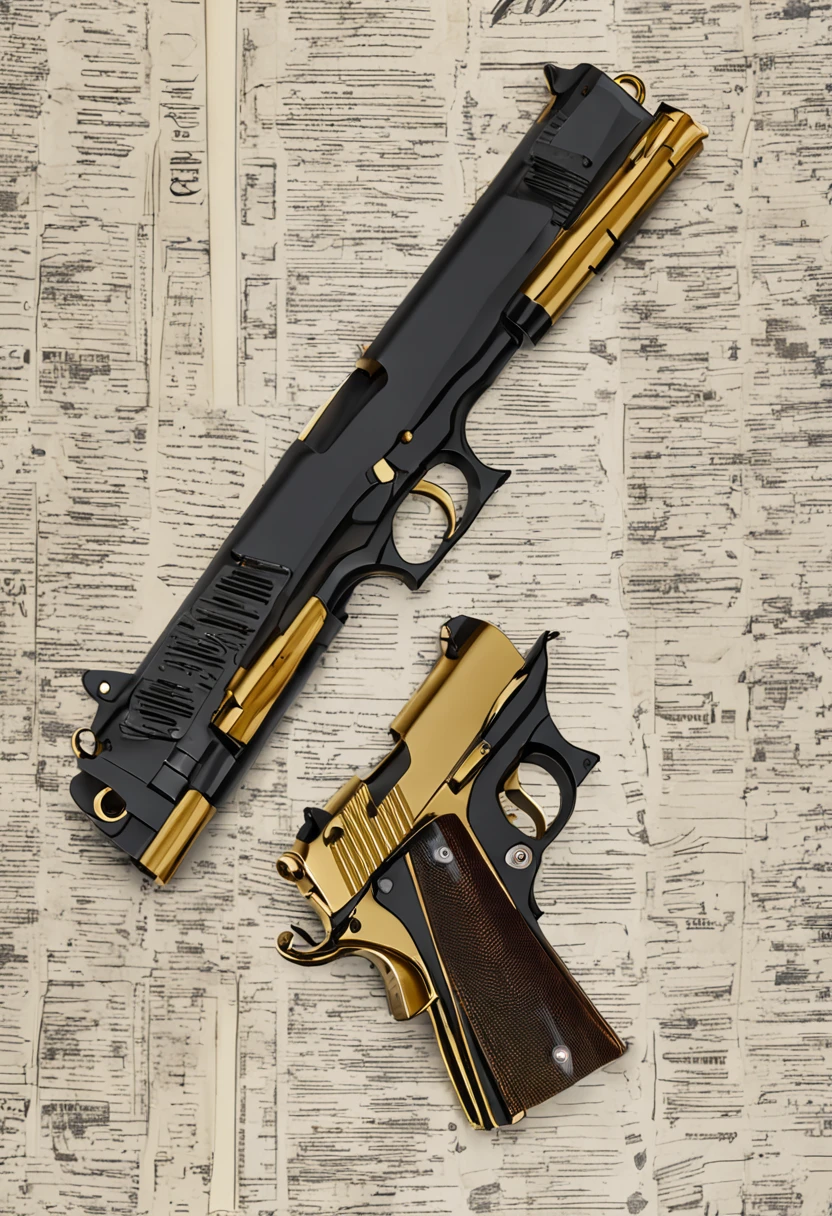 M1911A1 pistol,gilded with gold,Frontal view