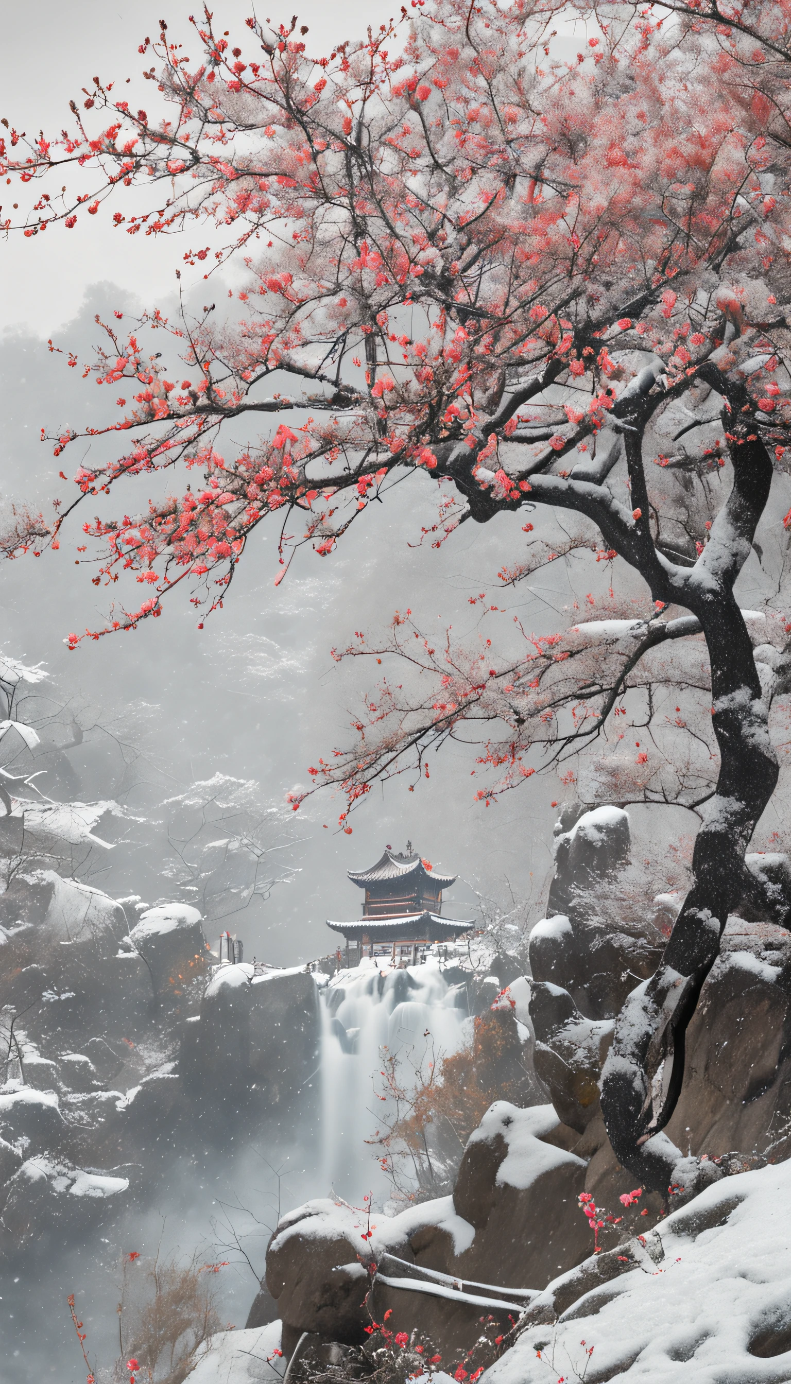 (Blurred foreground:Heavy snowfall:2.0,),(Plum petals fall:1.6),(snow landscape,Chinese Song dynasty beauties dancing),(realisticlying,anatomy correct,Asian star face,ssmile,The hands and face are very delicate and clear),(Stand in the middle of a quaint courtyard,Plum tree,Flowing winter clothes of the Song Dynasty),(bellows:1.5),(wide angles,Ultra HD details,Masterpiece, hyper HD, Super detail, High details, Best quality, A high resolution, Award-Awarded, 8K),(Chinese premium color scheme,电影灯光)