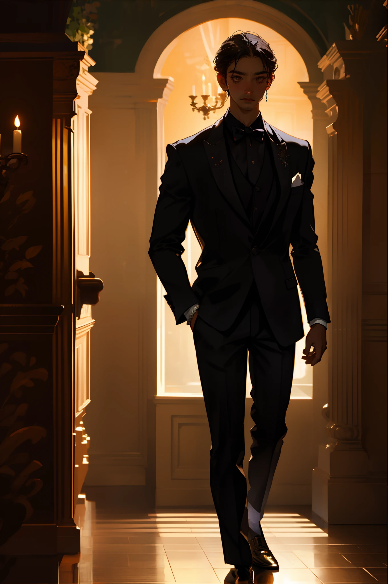 ，Very detailed faces，4 k，Award-Awarded，，1girl，in the darkness nigth，deep shading，low tune，Cowboy photos,(formal outfit:1.4),long whitr hair,whaite hair,Naked
