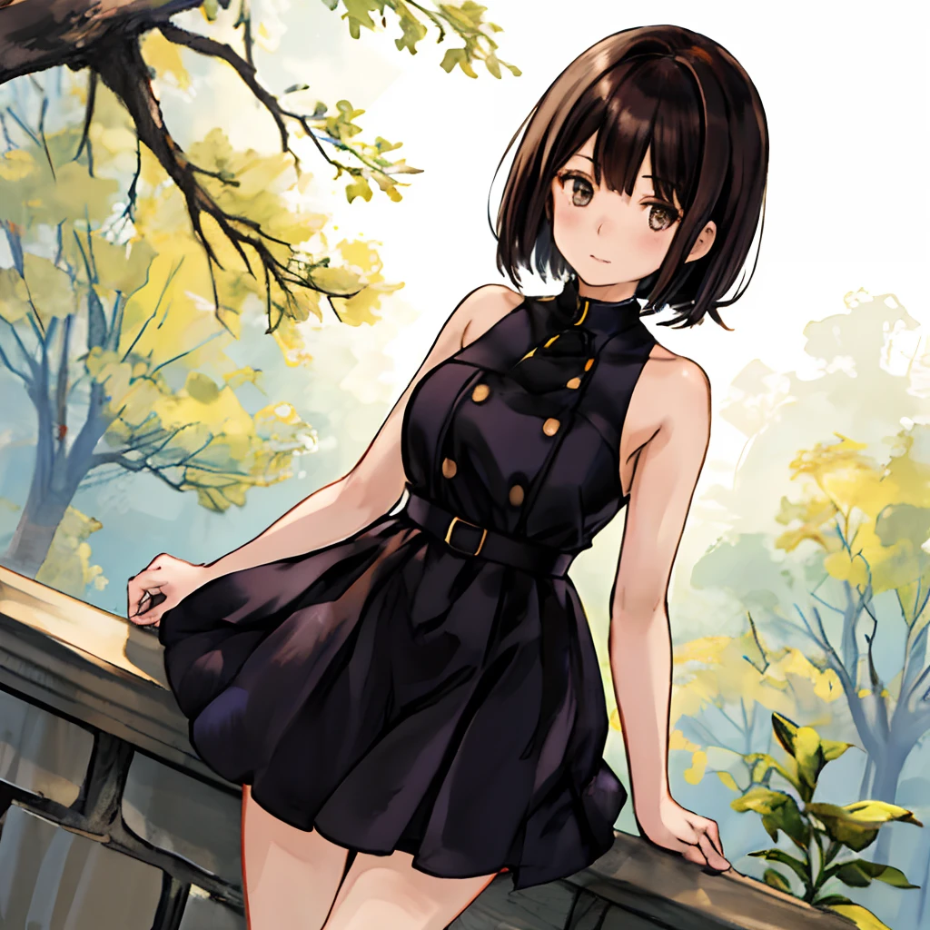 top-quality、1girl in、natta、huge tit、Shyness、dynamic ungle、A dark-haired、bob cuts