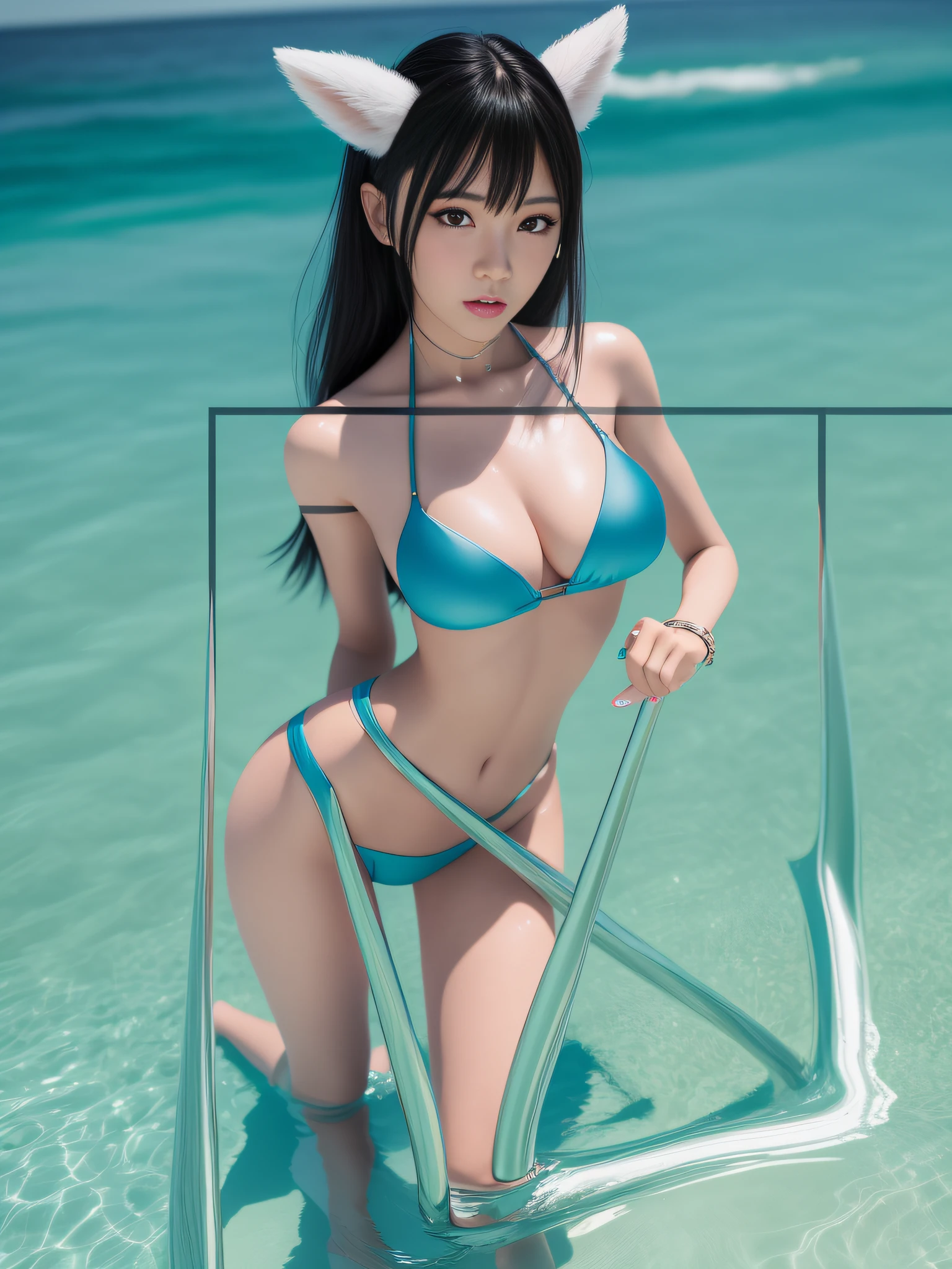 Alafeld Asian woman posing in colorful bikini posing for a photo, photorealistic anime girl rendering, detailed face of a asian girl, 3 d anime realistic, Smooth anime CG art, Realistic. Cheng Yi, Realistic anime 3 D style, render of a cute 3d anime girl, Rendu portrait 8k, 3 D rendering character art 8 K, Kawaii realistic portrait