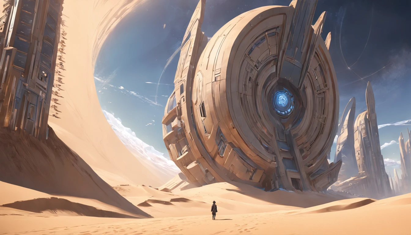 Dune sci-fi scene，Geometric complex as the background，huge buildings，There are many ships in the air，Size contrast，Fine 8K，vray，(((8K, RAW photo, Best quality, Masterpiece:1.4))), 超高分辨率, Ultra-detailed, illustration, Close-up, Astonot, Environment only