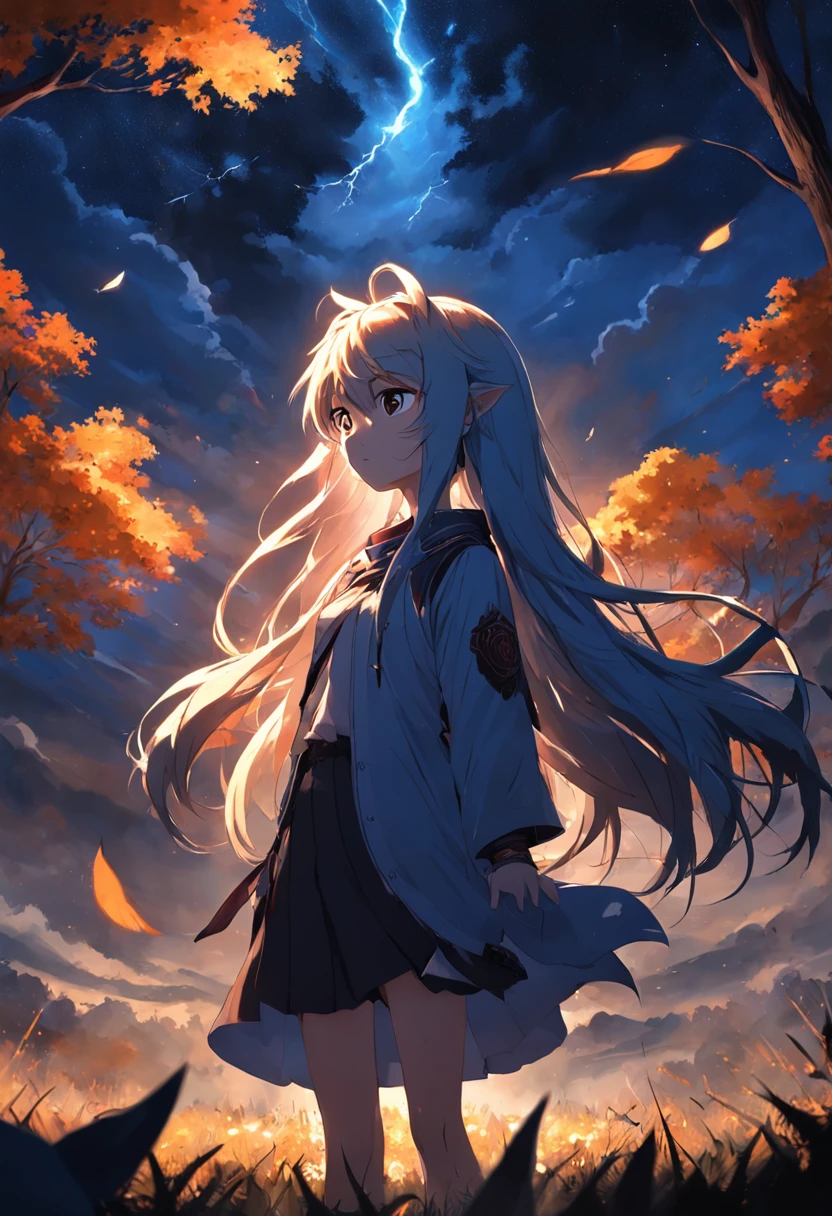 The night is dark,The darkness is boundless。The roar of wild beasts echoed in the valley,Sonic boom,Trees twisting,The wind howled,Falling leaves fly。