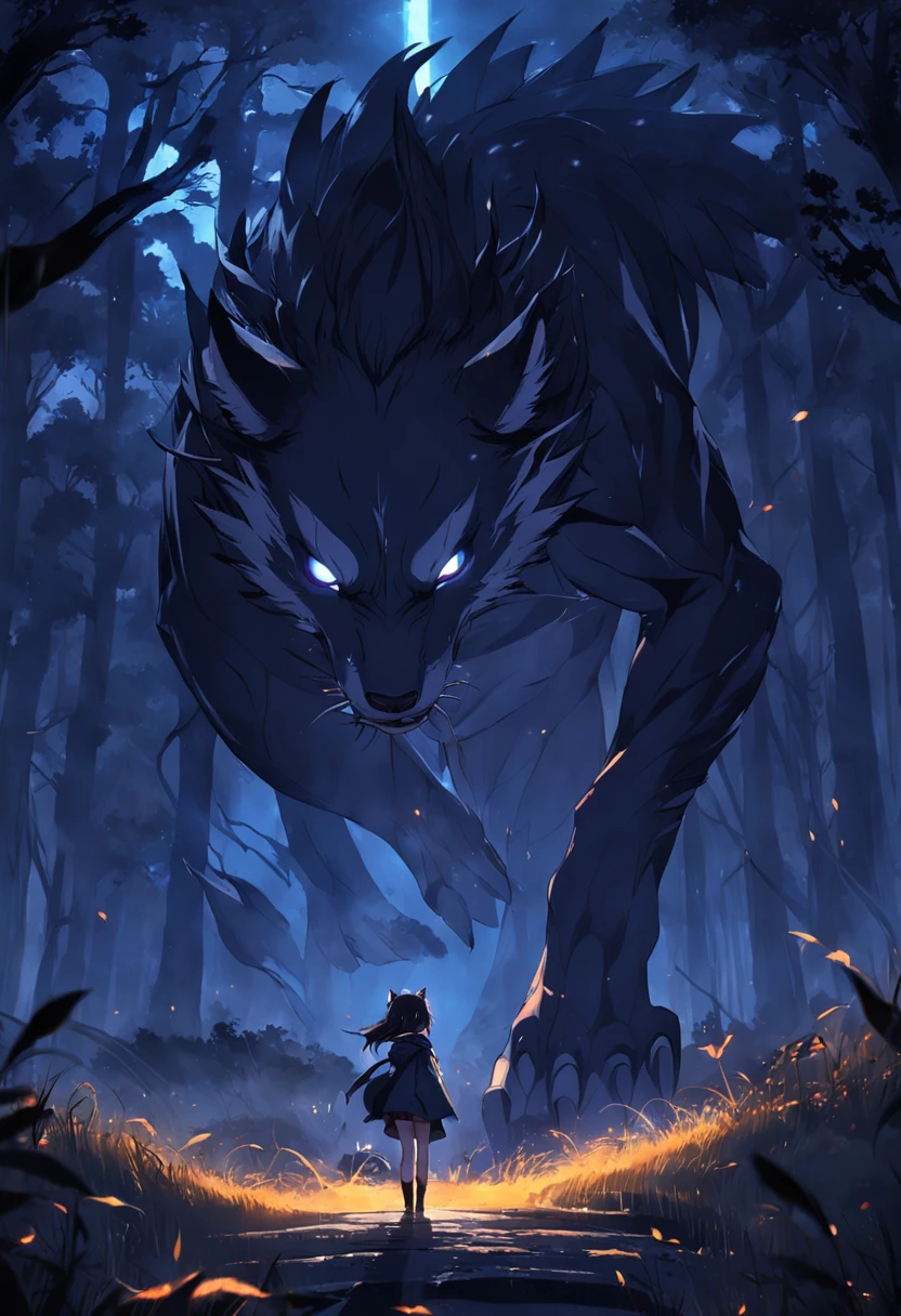 The night is dark,The darkness is boundless。The roar of wild beasts echoed in the valley,Sonic boom,Trees twisting,The wind howled,Falling leaves fly。