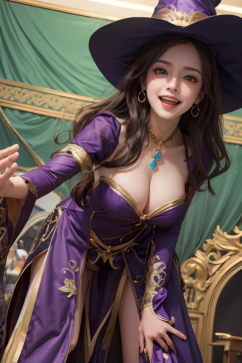 Pubic hair grows、Smile full of happiness、(((During sex)))、During sex、During sex、Panting face、Lacking、After being attacked、High quality pink and gold and black witch costume with less embroidery on the fabric、Sweating、Cowgirl、Looks Back、Expression in a state of excitement、Angle from below、Open your crotch and crouch down