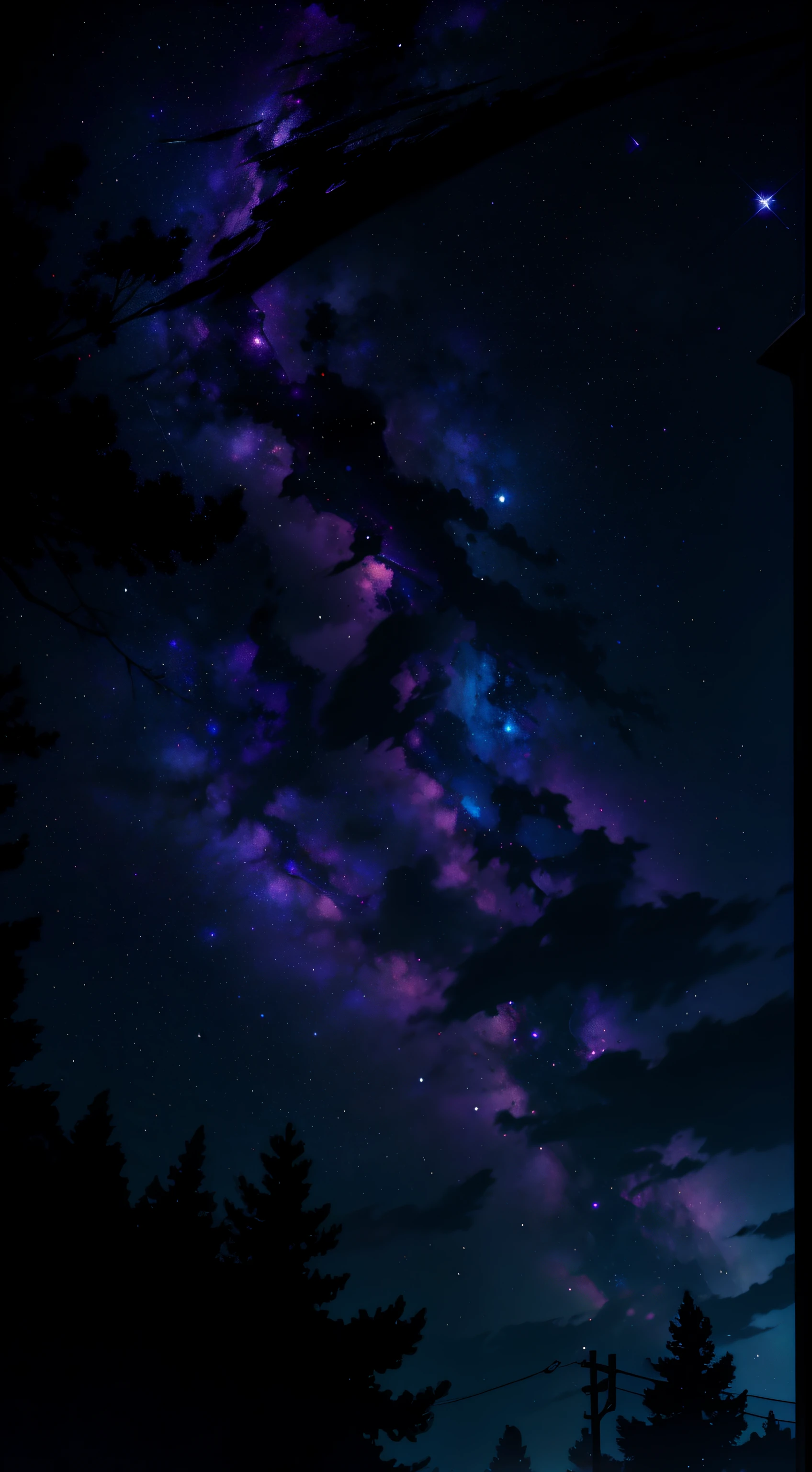 dark, purple, deep purple, blue, wallpaper, ultra detailed, starry sky