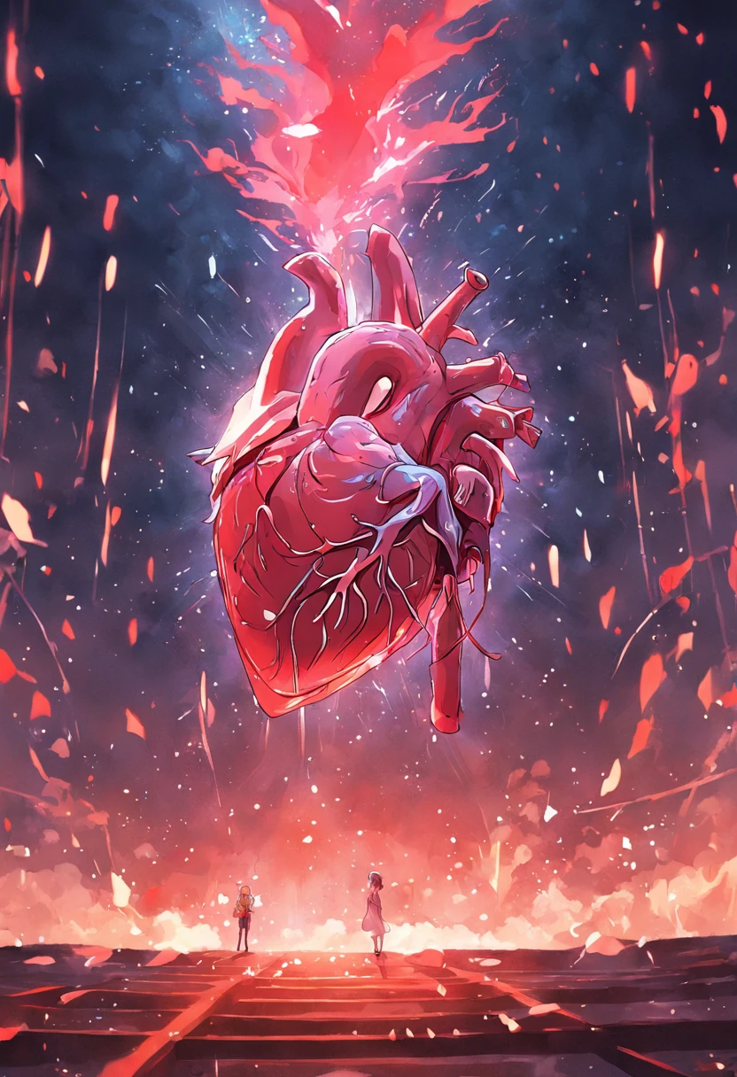 create an image where on one side there is a musical note and on the other a beating heart