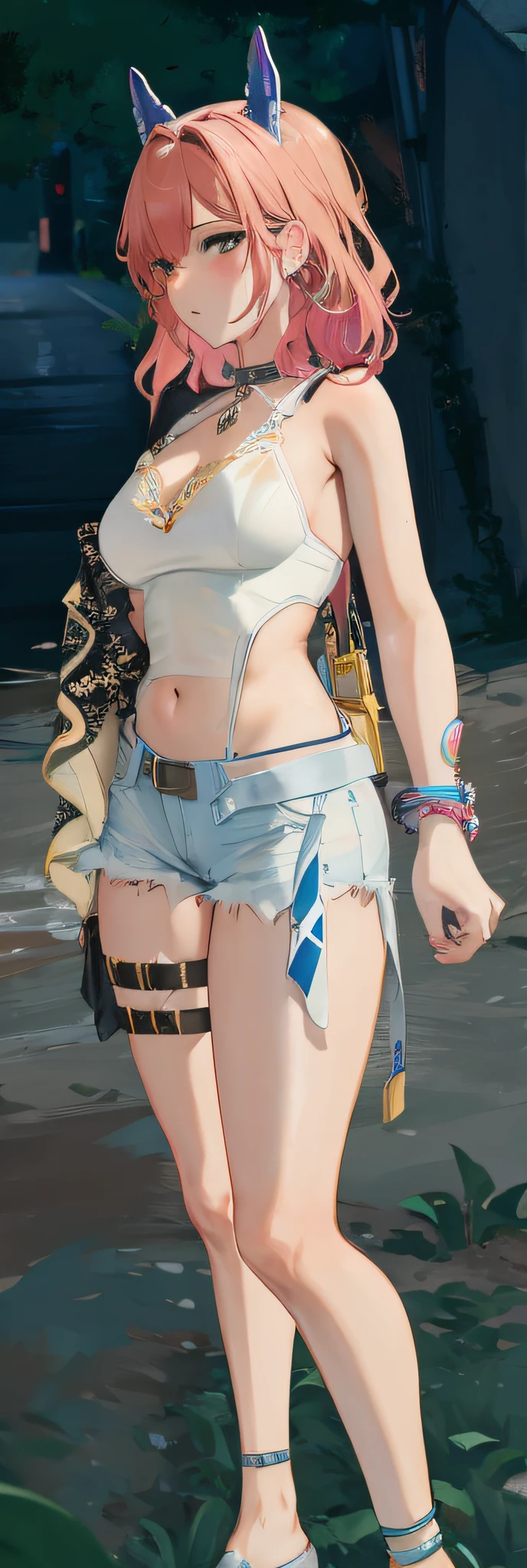 sexy, breasts out, no shirt, looking at viewer
