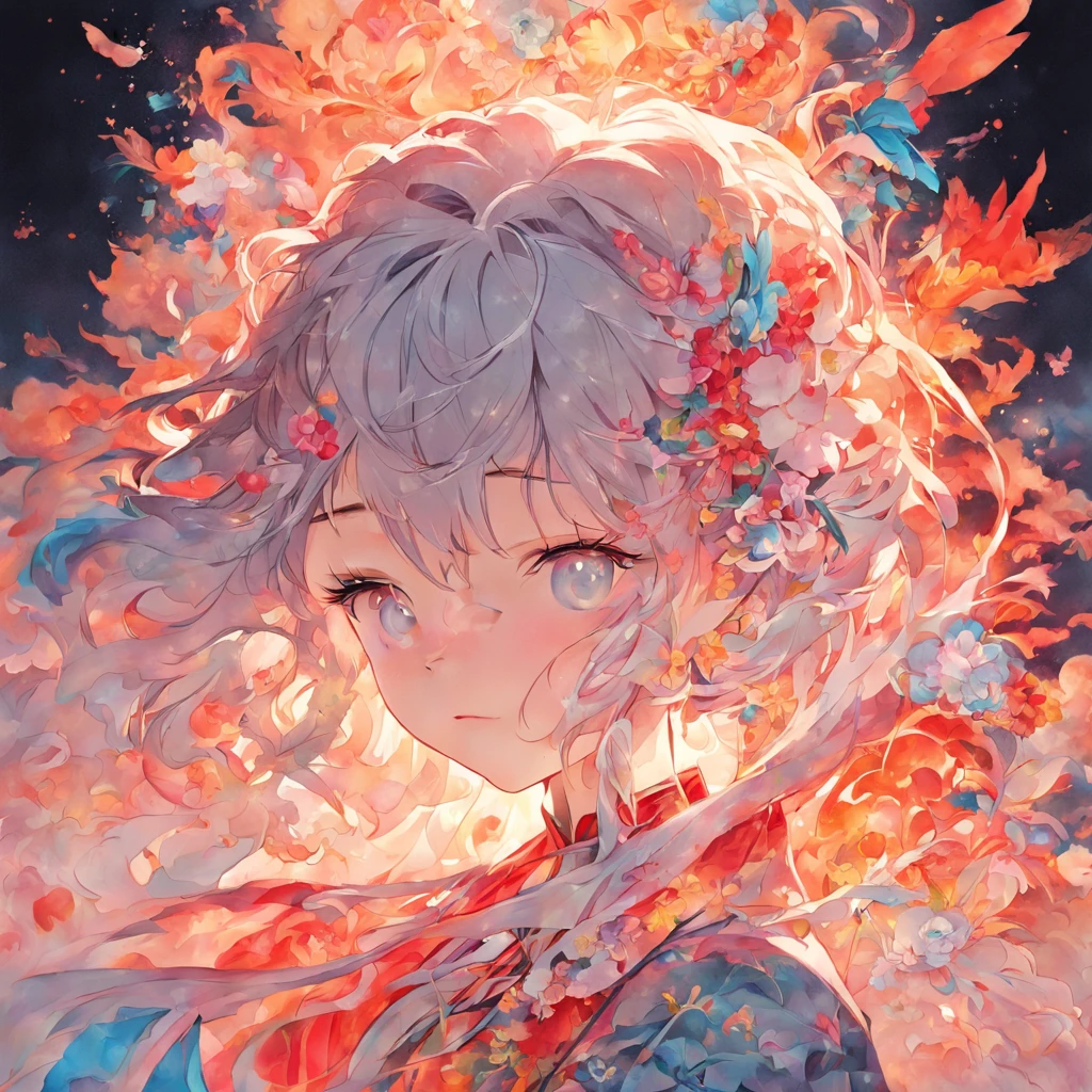 (White background:1.4),(Silhouette of a girl's head, Eyes closed, colorfull long hair, Oriental elements),(Chinese illustration:1.3,paper art:1.3, Quilted paper art:1.2),( reasonable design, Clear lines, High sharpness,Best quality, Very detailed, Masterpiece, movie light effect, 4K )