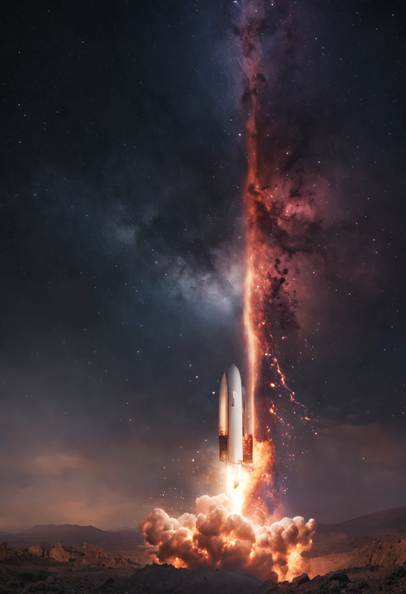 pup, Surreal, Tense, Warm, Highly detailed, sharp, Cosmic explosion，Supernova explosion，star ocean,Professional, 8K UHD, Twilight, movie, Dark, Violent, plein air, River, buttle, chase, Dramatic, Vivid, Tense atmosphere, rendered, epicd, Twilight, nffsw, album covers, blizzard, Lightning, disaster