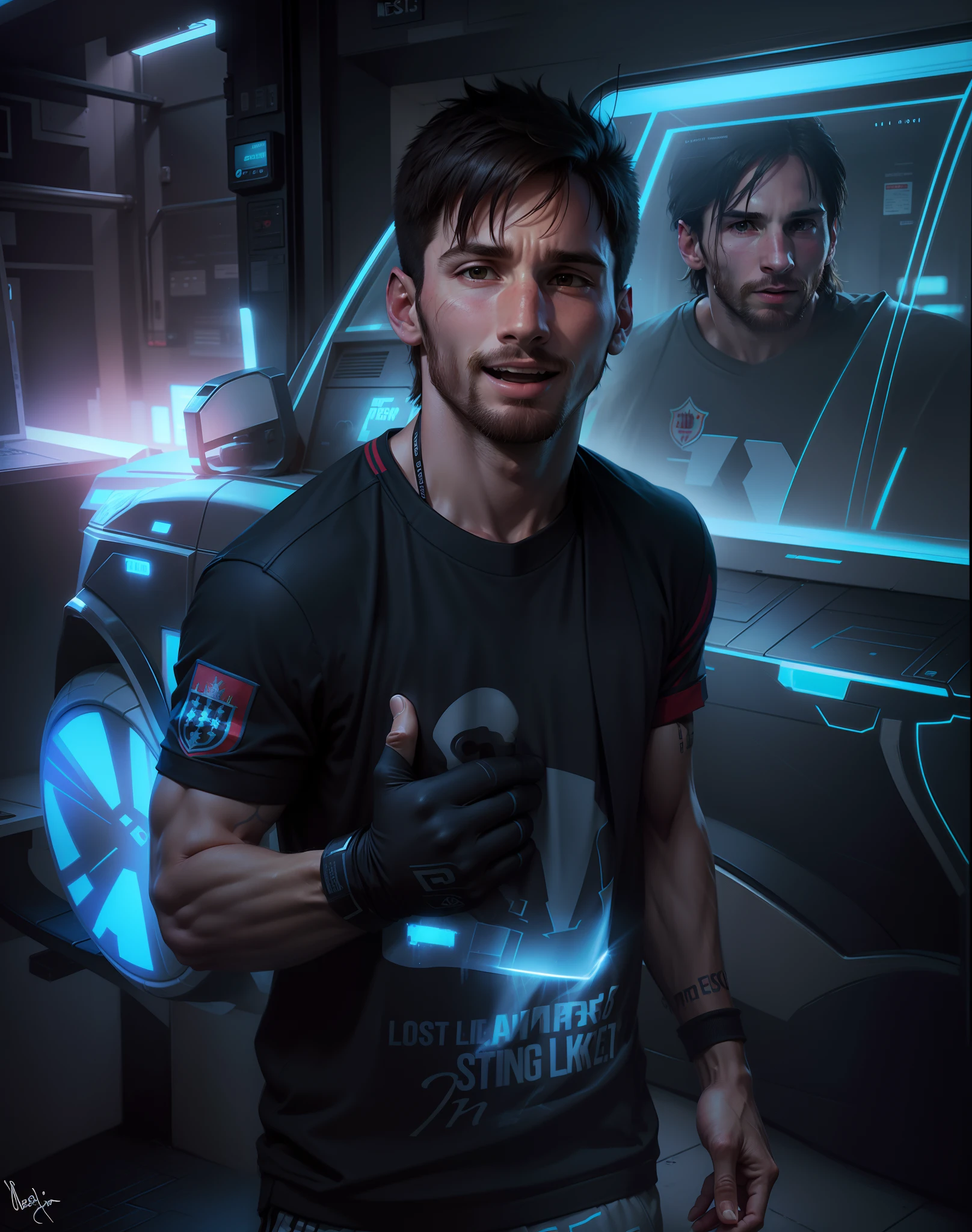 He is Messi a greatest football player, edit Messi's mouth as a smiling Messi mouth
