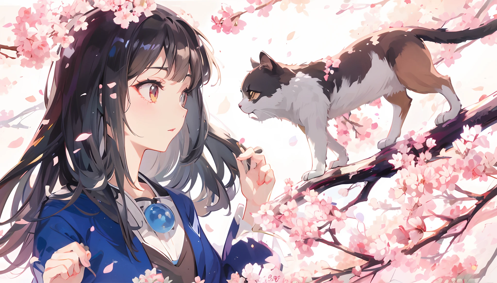 Anime girl with long black hair and a cat in background, style of anime4 K, Anime art wallpaper 4k, Anime art wallpaper 4 K, anime cat, 4k manga wallpapers, 4K anime wallpaper, beautiful anime catgirl, Anime art wallpaper 8 K, Anime wallpaper 4K, Anime wallpaper 4 k, Very beautiful anime cat girl, anime wallaper