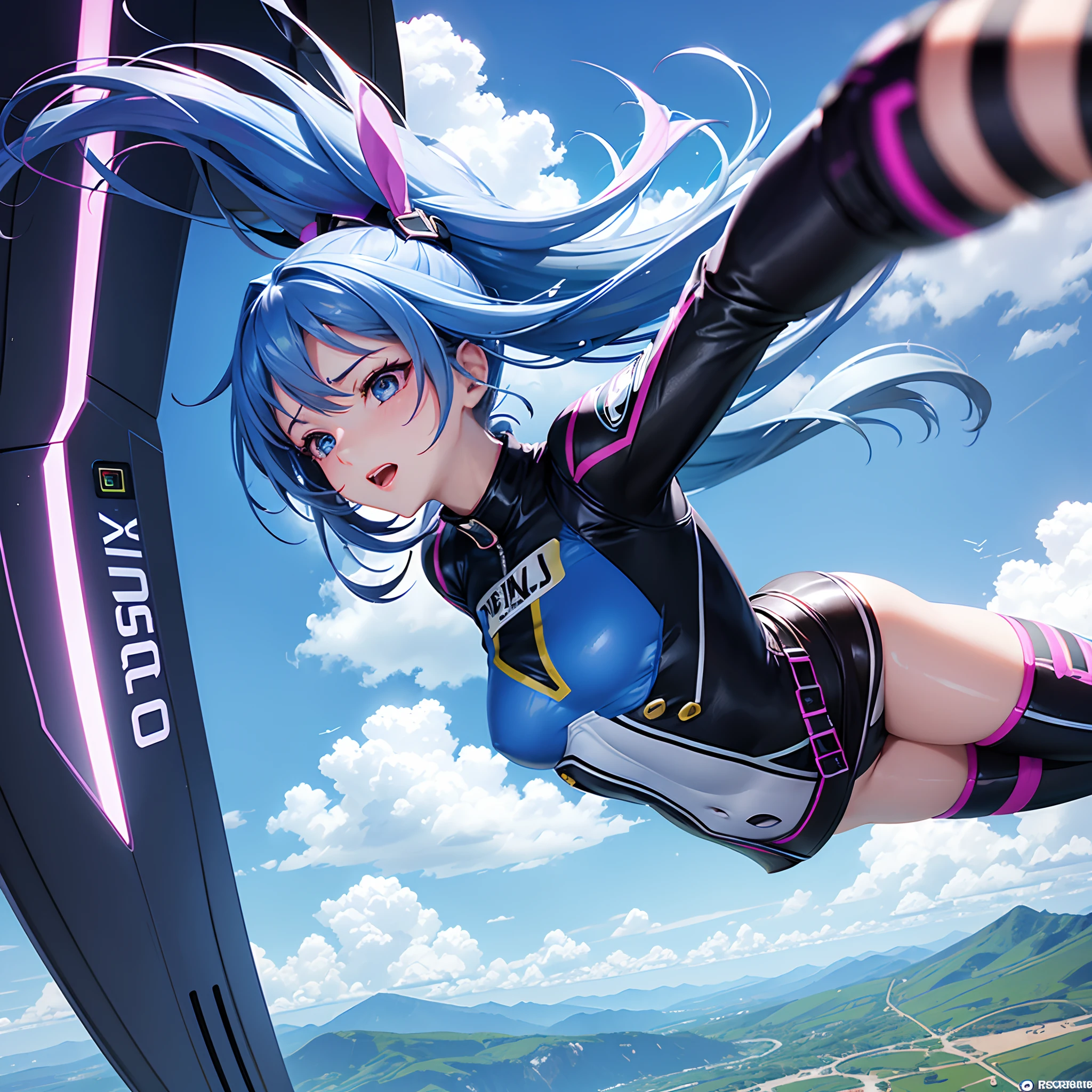 1 cyber girl, gracefully skydives and revels in the moment.