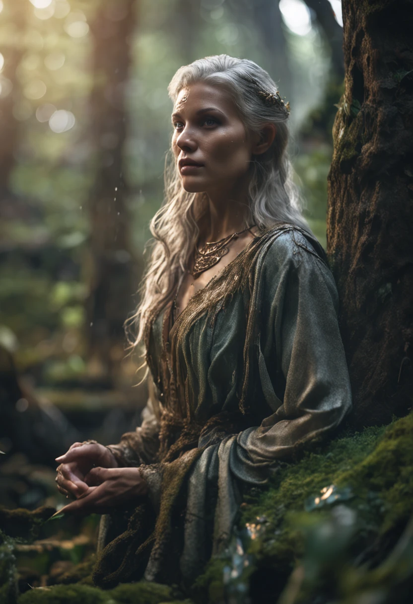 (masterpiece, high resolution:1.5), (photoshoot in the enchanting forest:1.2), (heavy rainfall creating a magical ambiance:1.2), (silver-haired elf maiden:1.2), (glistening wet hair and naked body:1.2), (natural and effortless beauty:1.2), (exuding ethereal grace:1.2), (raindrops accentuating her breast:1.2), (body confident and comfortable:1.2), (feminine curves), (angular lens capturing her striking presence:1.2), (soft, warm sunlight breaking through the rain:1.2), (creating a magical and ethereal glow:1.2), (elven enchantress immersed in nature:1.2), (serene expression amidst the rainstorm:1.2), (evoking a sense of tranquility and mystery:1.2), (an intimate connection with the elements:1.2), (celebrating the beauty of the natural world:1.2), Cinematic, Hyper-detailed, insane details, Beautifully color graded, Unreal Engine, DOF, Super-Resolution, Megapixel, Cinematic Lightning, Anti-Aliasing, FKAA, TXAA, RTX, SSAO, Post Processing, Post Production, Tone Mapping, CGI, VFX, SFX, Insanely detailed and intricate, Hyper maximalist, Hyper realistic, Volumetric, Photorealistic, ultra photoreal, ultra-detailed, intricate details, 8K, Super detailed, Full color, Volumetric lightning, HDR, Realistic, Unreal Engine, 16K, Sharp focus, Octane render
