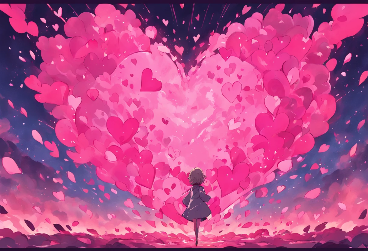 No person、pink back ground, (heart-shaped)、Lots of hearts、Cloud of Hearts、No person