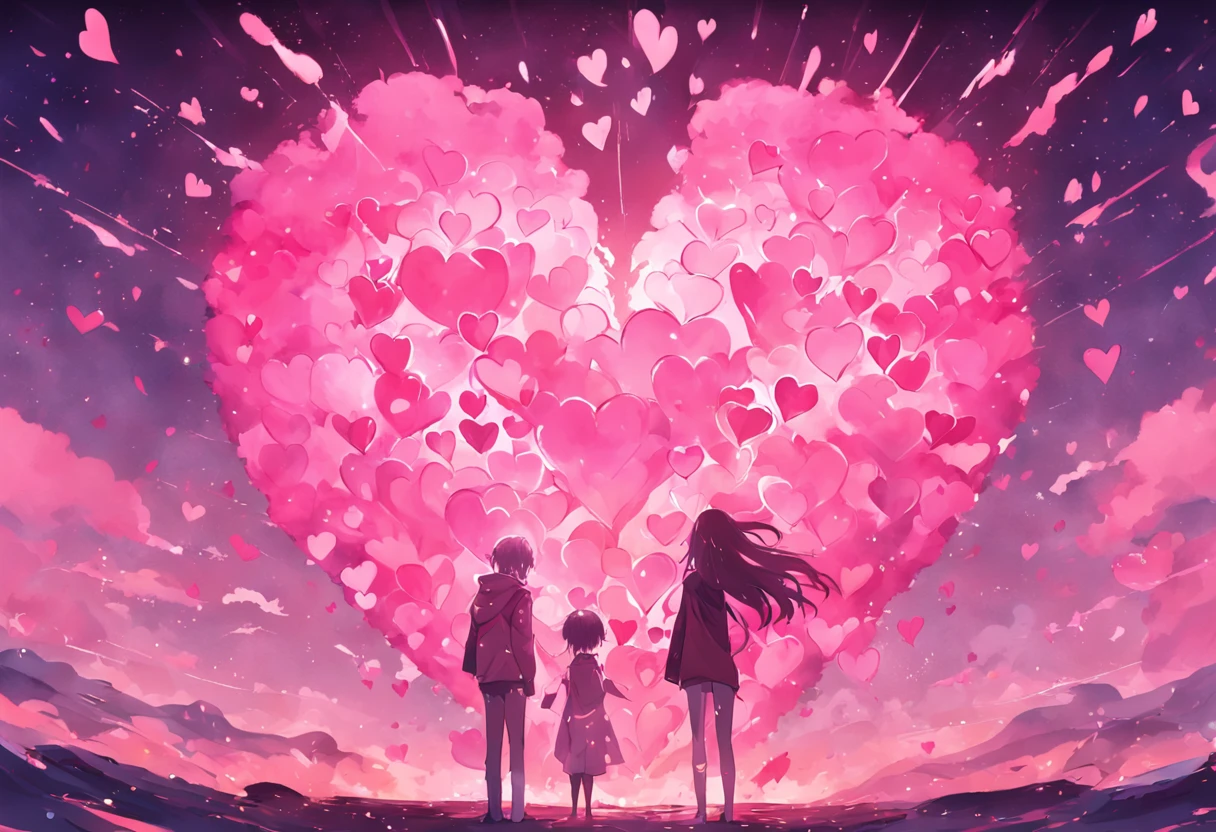 No person、pink back ground, (heart-shaped)、Lots of hearts、Cloud of Hearts、No person