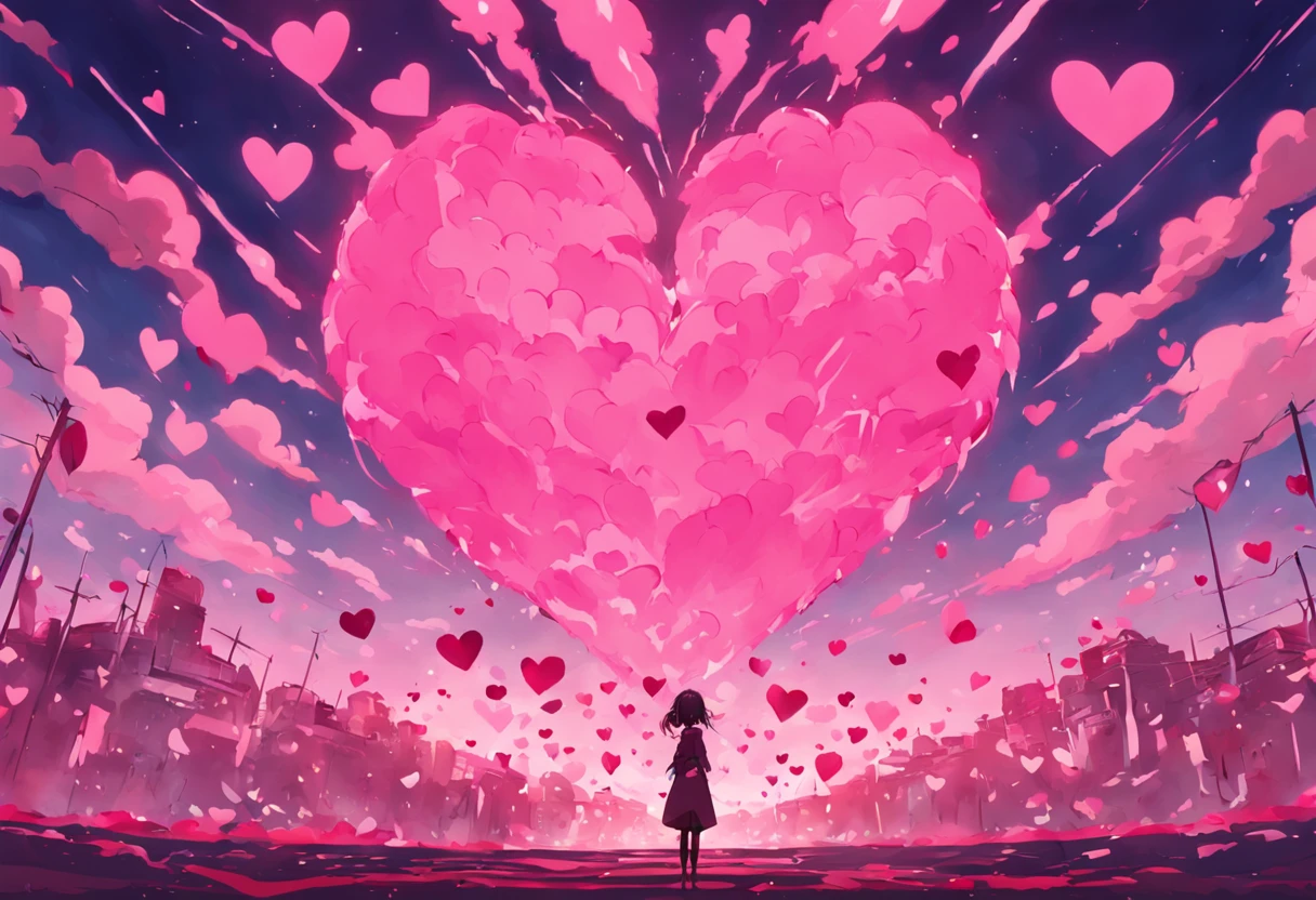No person、pink back ground, (heart-shaped)、Lots of hearts、Cloud of Hearts、No person