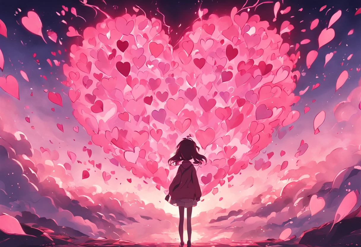 No person、Cute pink background, (Heart-shaped smoke)、Lots of hearts、Cloud of Hearts、No person