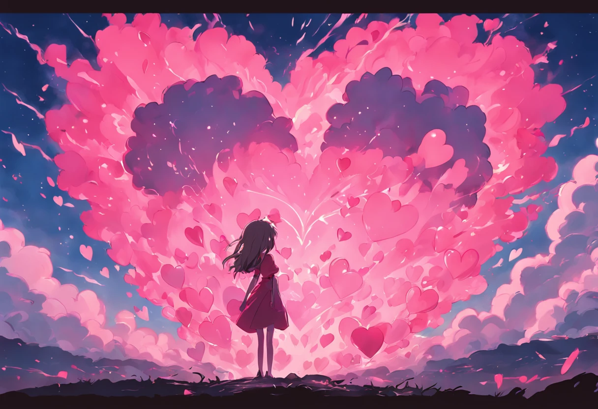 No person、Cute pink background, (Heart-shaped smoke)、Lots of hearts、Cloud of Hearts、No person