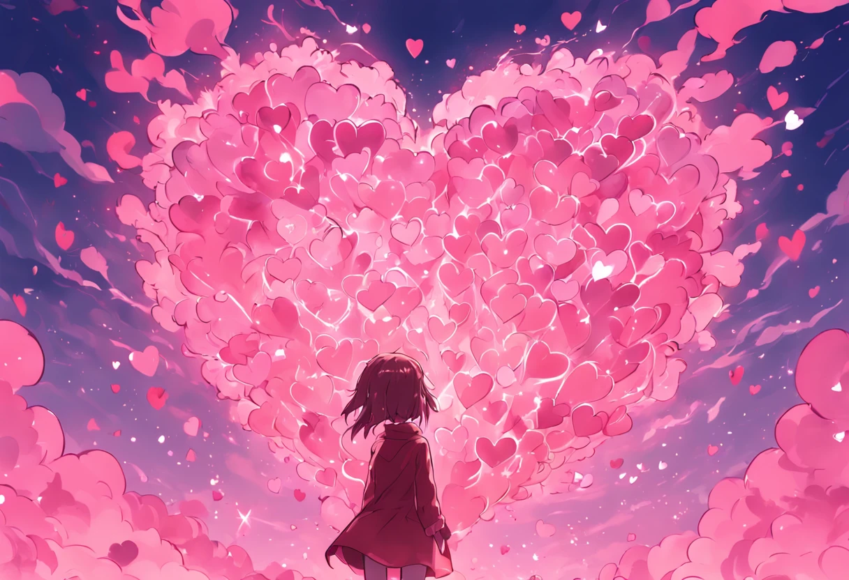 No person、Cute pink background, (Heart-shaped smoke)、Lots of hearts、Cloud of Hearts、No person