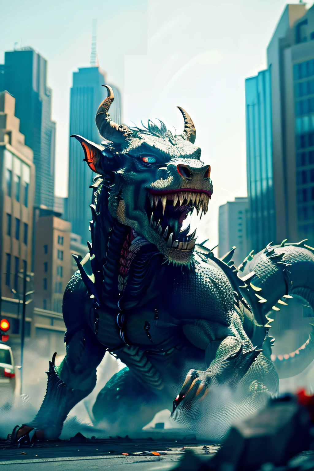 Zombie Crisis destroys the city，The deformed dragon spews contaminants out of its mouth，Fight with a distorted Xuanwu