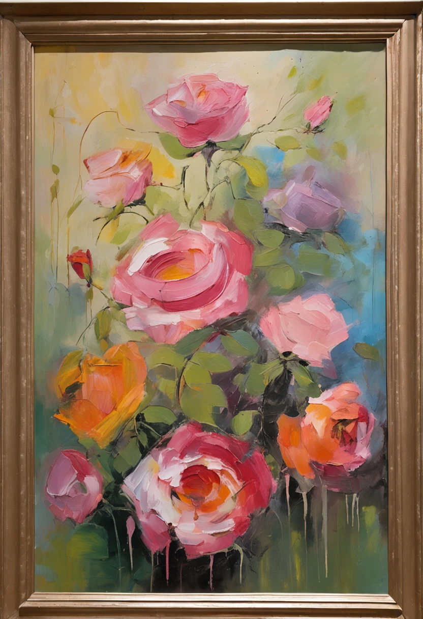 Impressionism, Claud Monet French Rose Garden Wedding There is a rose façade creeping on a French style cast iron frame, the masterpiece is not blurred. Excellent quality