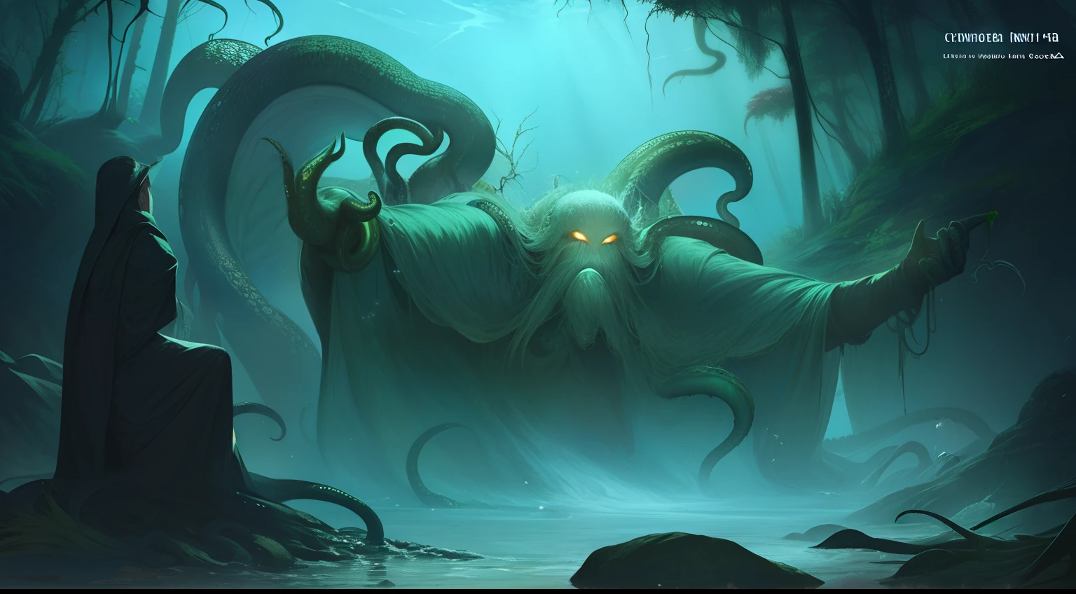 Cthulhu,Monster,(tentaculata:1.35)，A polluted underwater world，Gloomy picture，(Nuclear contamination:1.35)，（face:1.35）,（sarcoma：1.35）