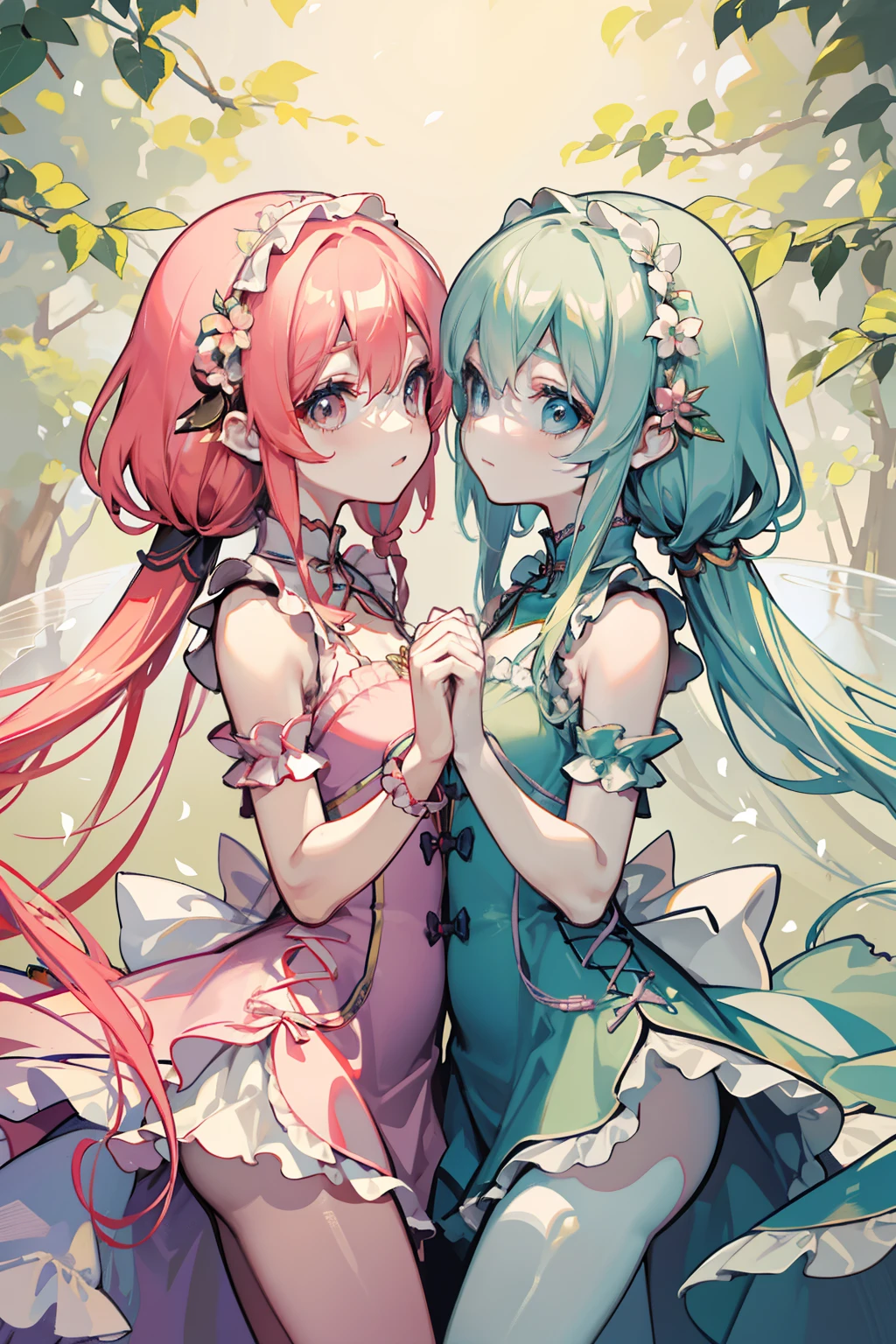 Two fairy-like maidens，Intertwined，Tightly intertwined，It's like blending into one，Never separate。