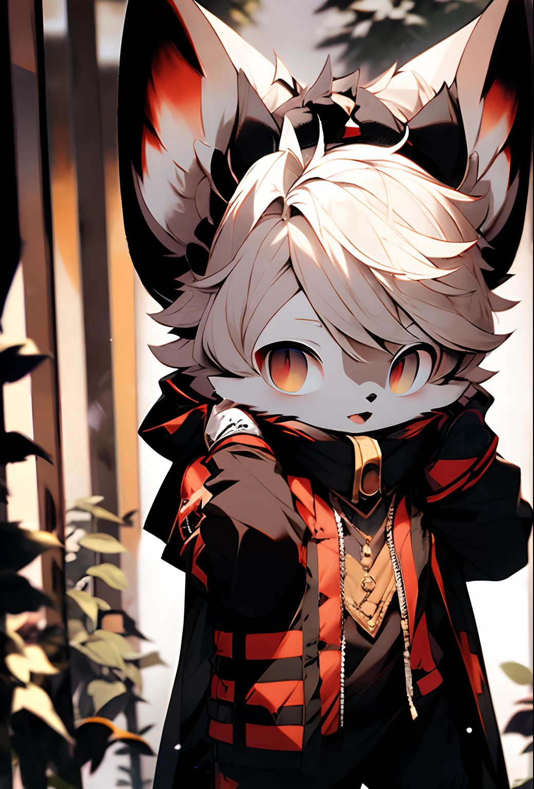 edgBunny,a black cloak,a plush,Vampires,Bunny ears,crosses,red color eyes,Males are hairy,malefocus,
