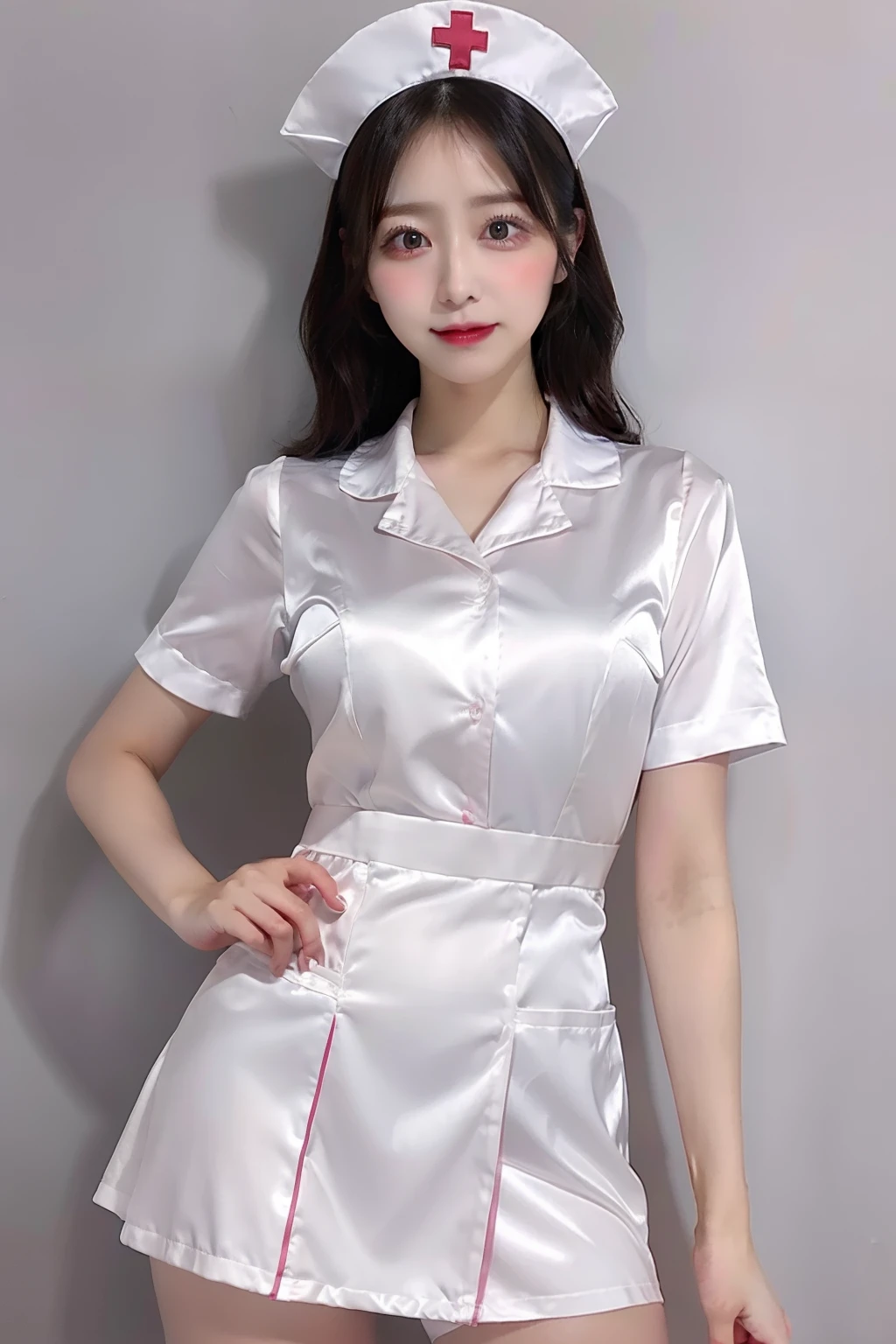 satin、nurse's outfit、huge tit