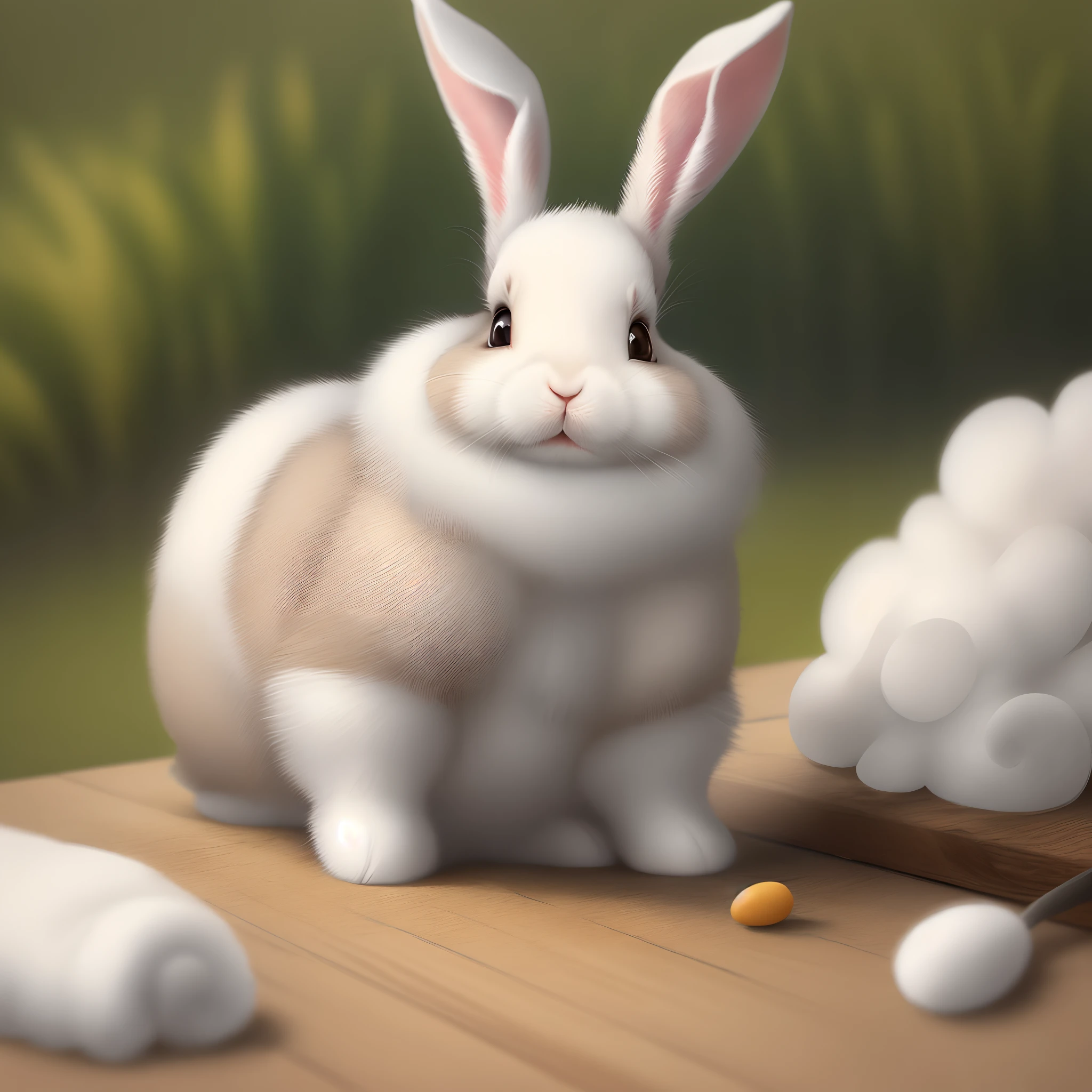 Illustration of a rabbit bunny with fluffy white fur