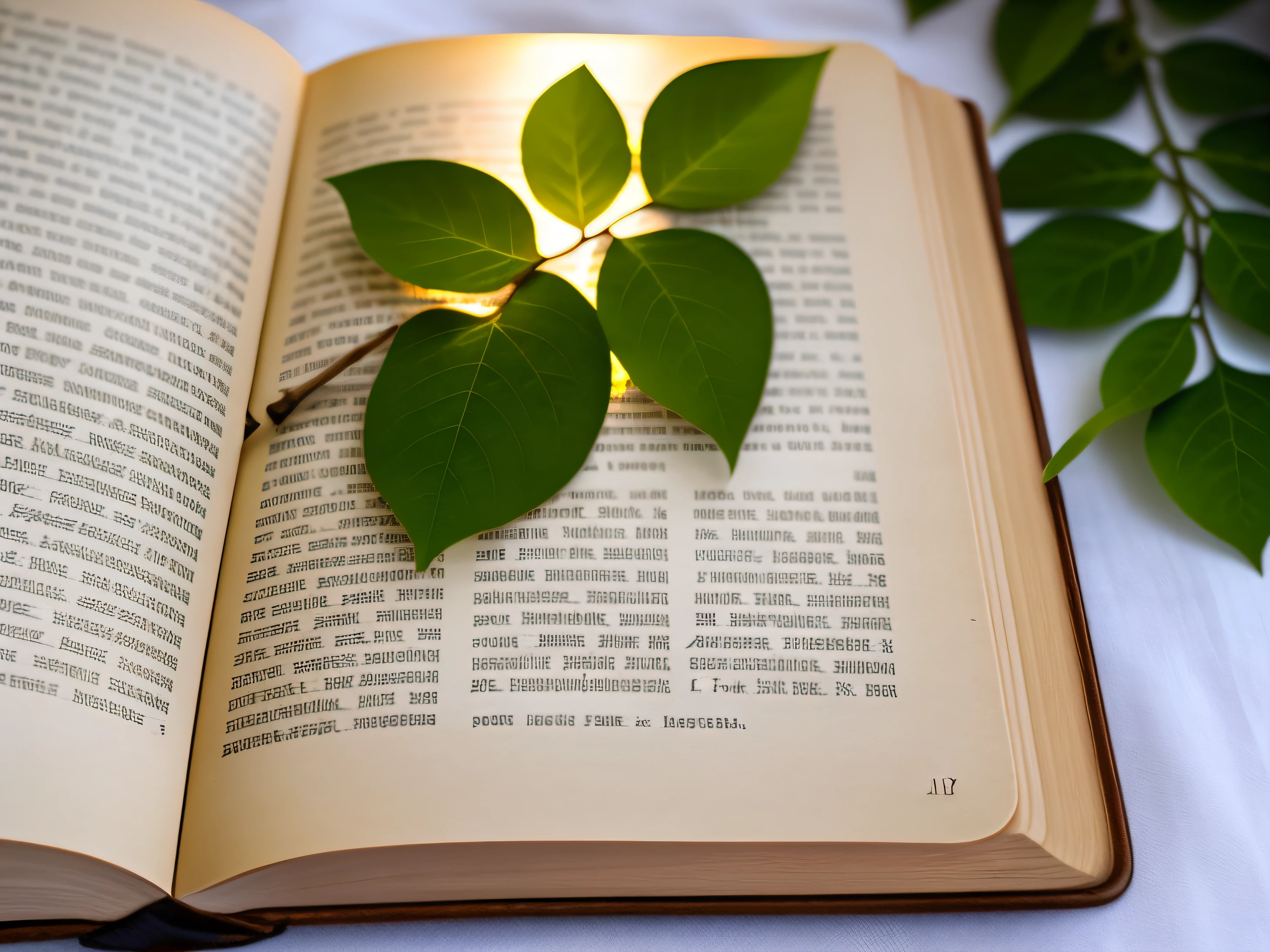 Around the book is a yellow wooden desk,In the setting sun,Books are much older,Remove the bookmark,Delete the green leaves