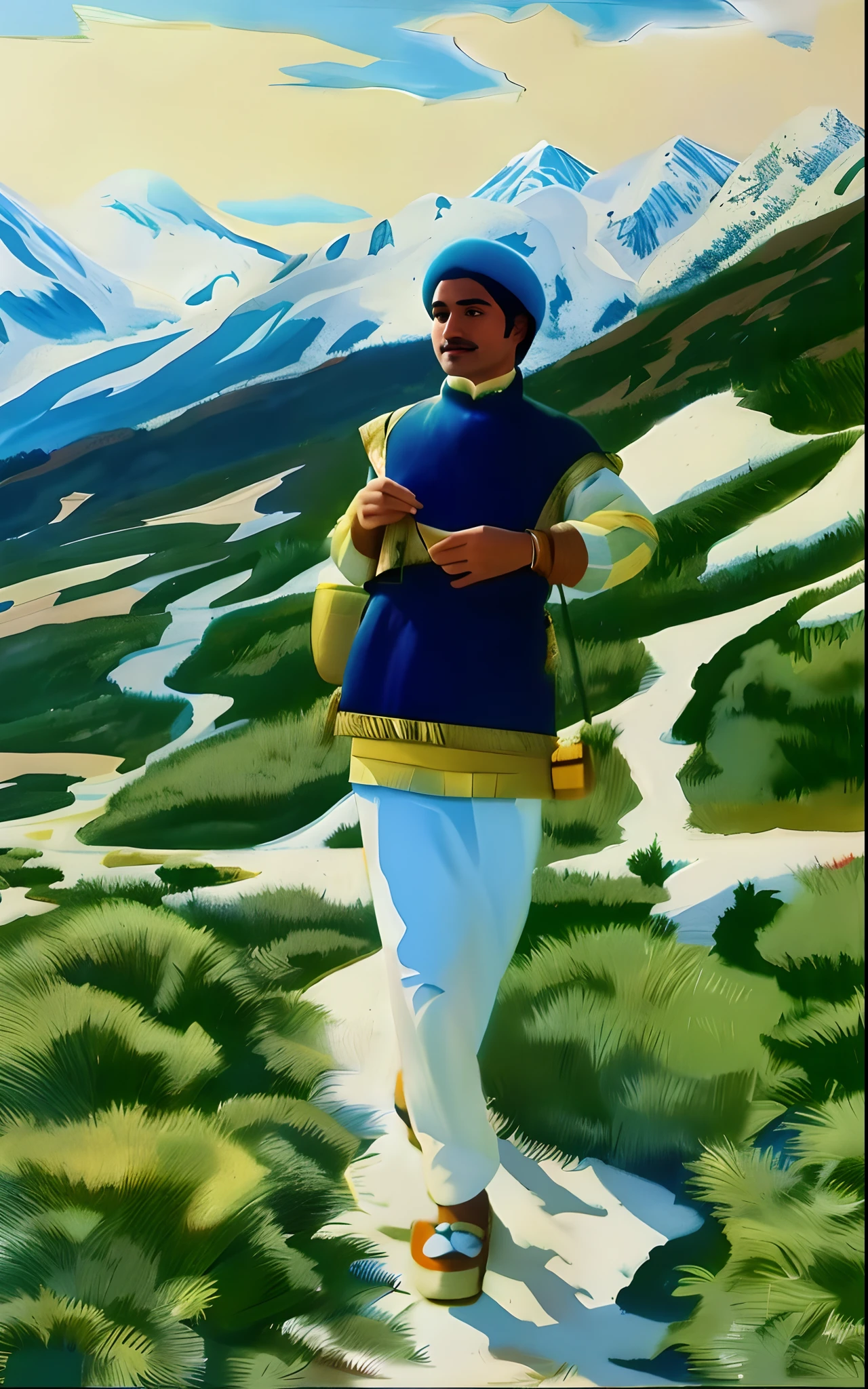 "Outstanding high-quality Manet-style illustration called "Manali Himachal Bondem de la Matik Wallpaper"。"